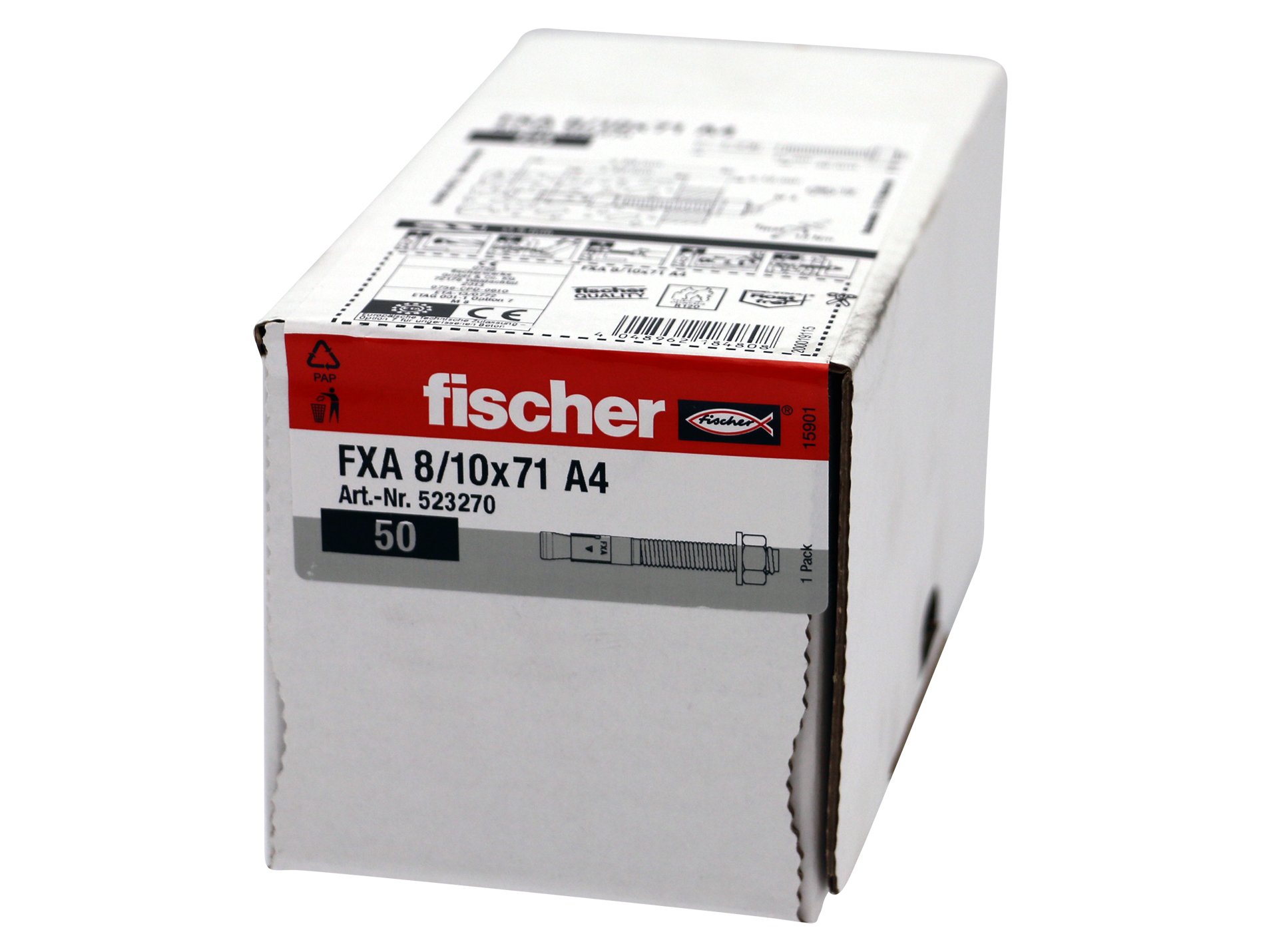 Goujons d'ancrage inox FXA A4 8/10X71 x50
