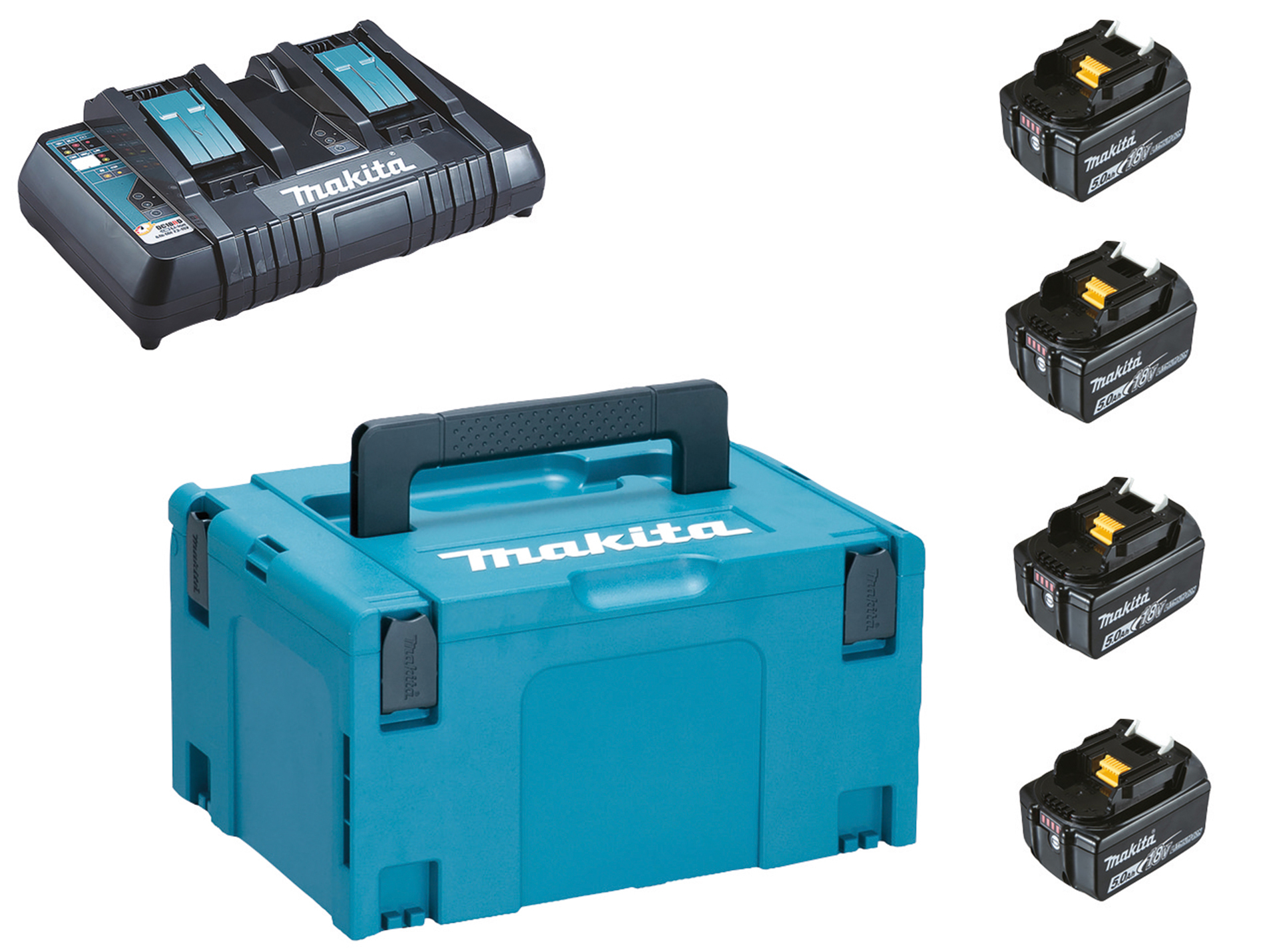 Pack 4 batteries XBL1850B + chargeur rapide DC18RD MAKITA