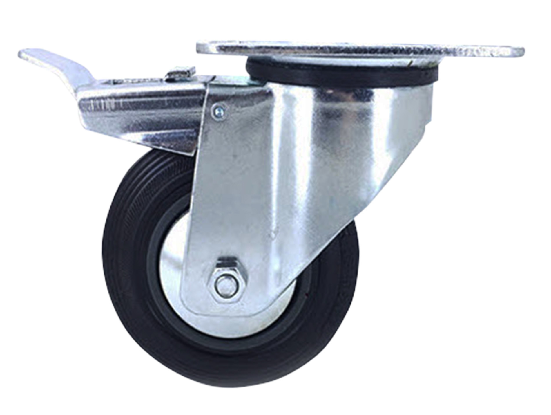 Roulette pivotante frein galet caoutchouc Ø100mm