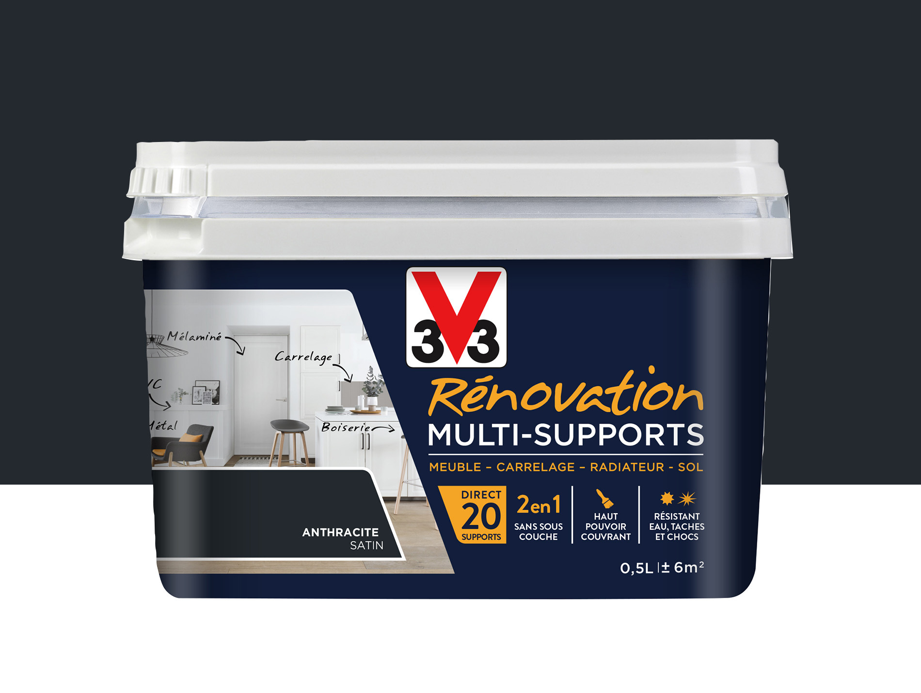 Peinture V33 Rénovation Multi-supports Anthracite 500ml