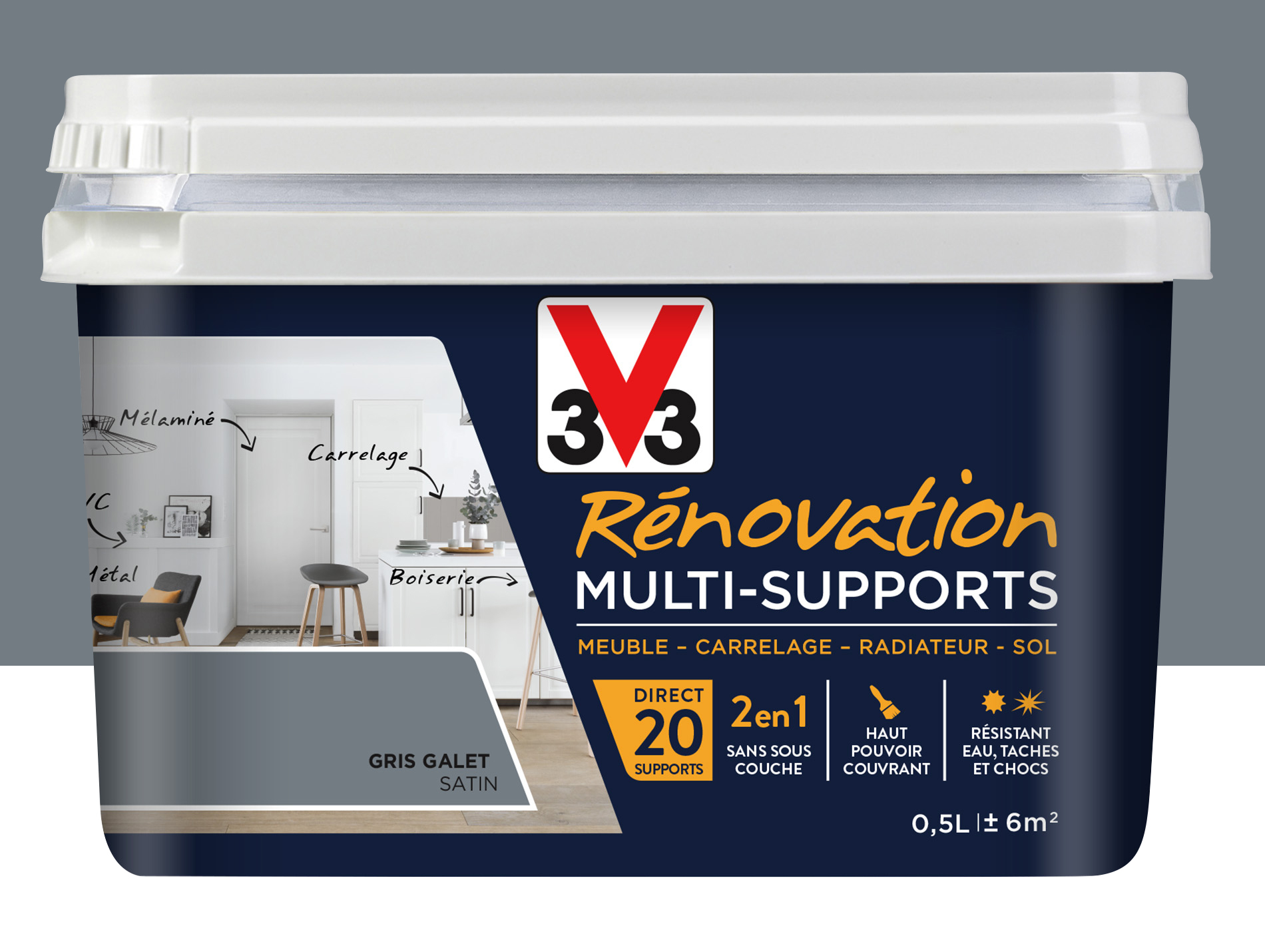 Peinture V33 Rénovation Multi-supports Gris galet 500ml