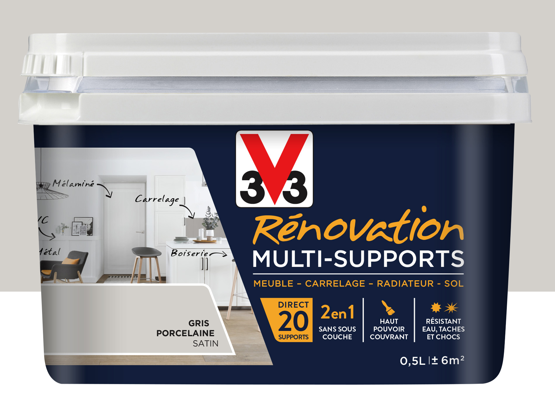Peinture V33 Rénovation Multi-supports Gris porcelaine 500ml