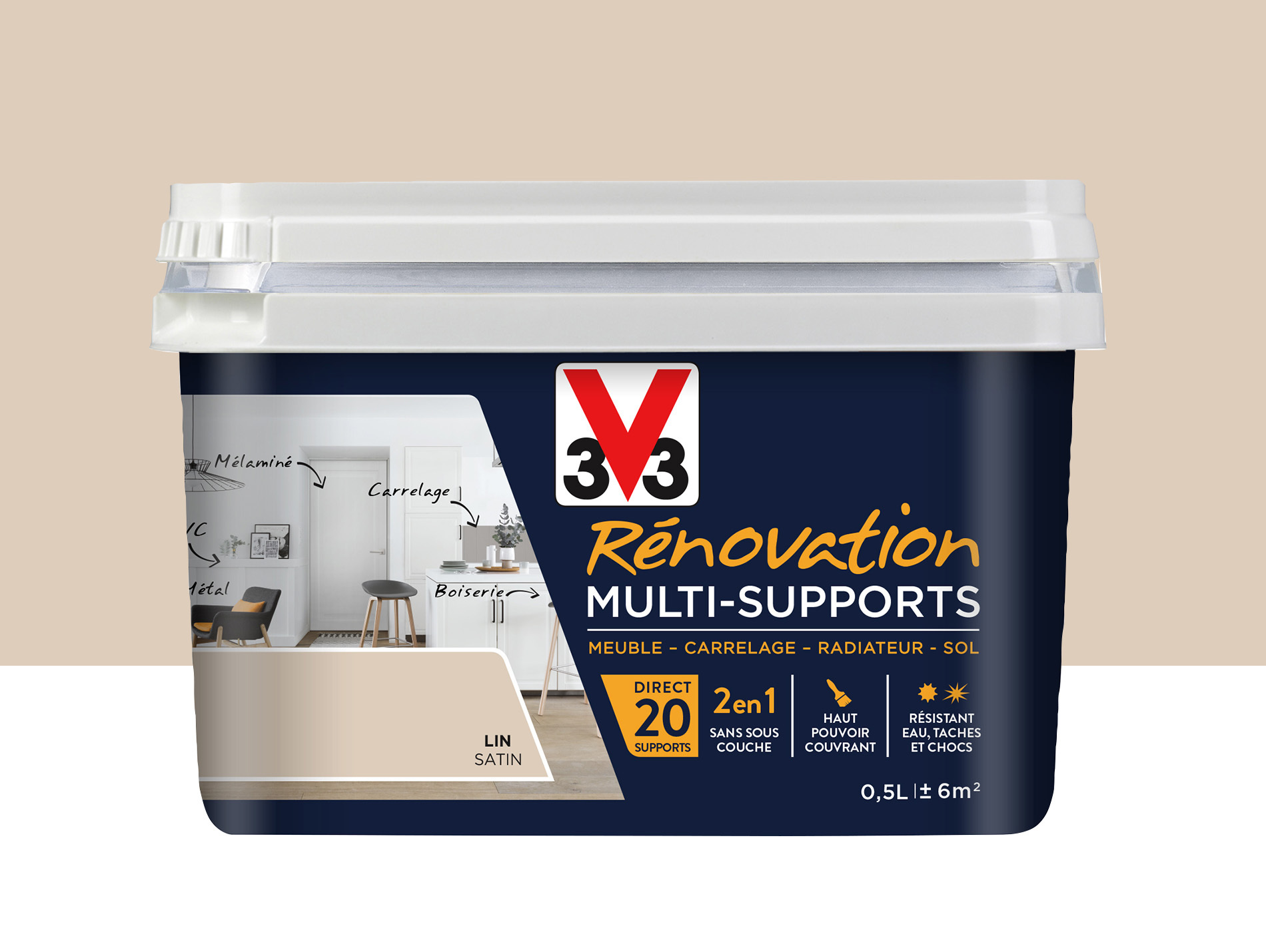 Peinture V33 Rénovation Multi-supports Lin 500ml