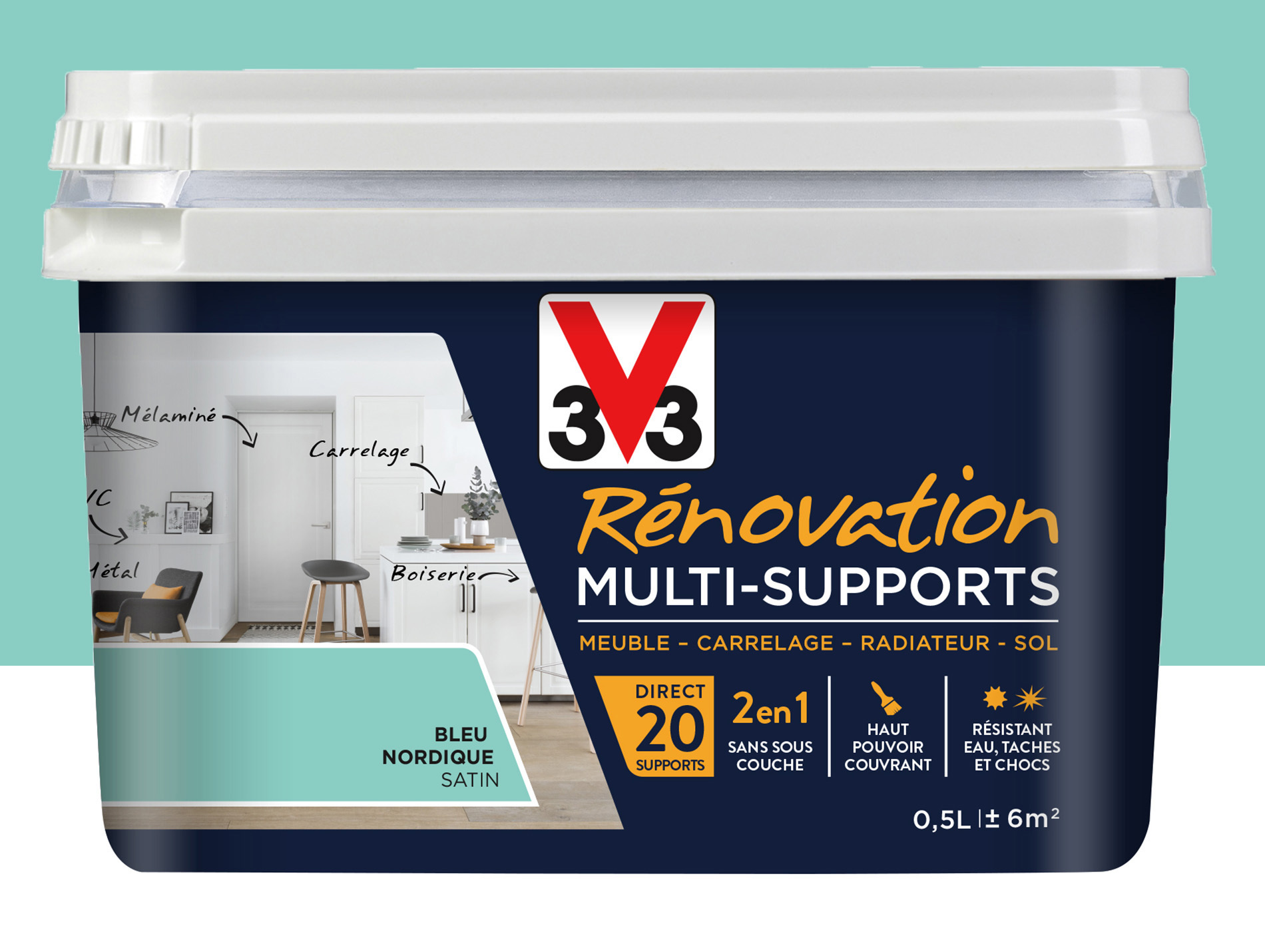 Peinture V33 Rénovation Multi-supports Bleu Nordique 500ml