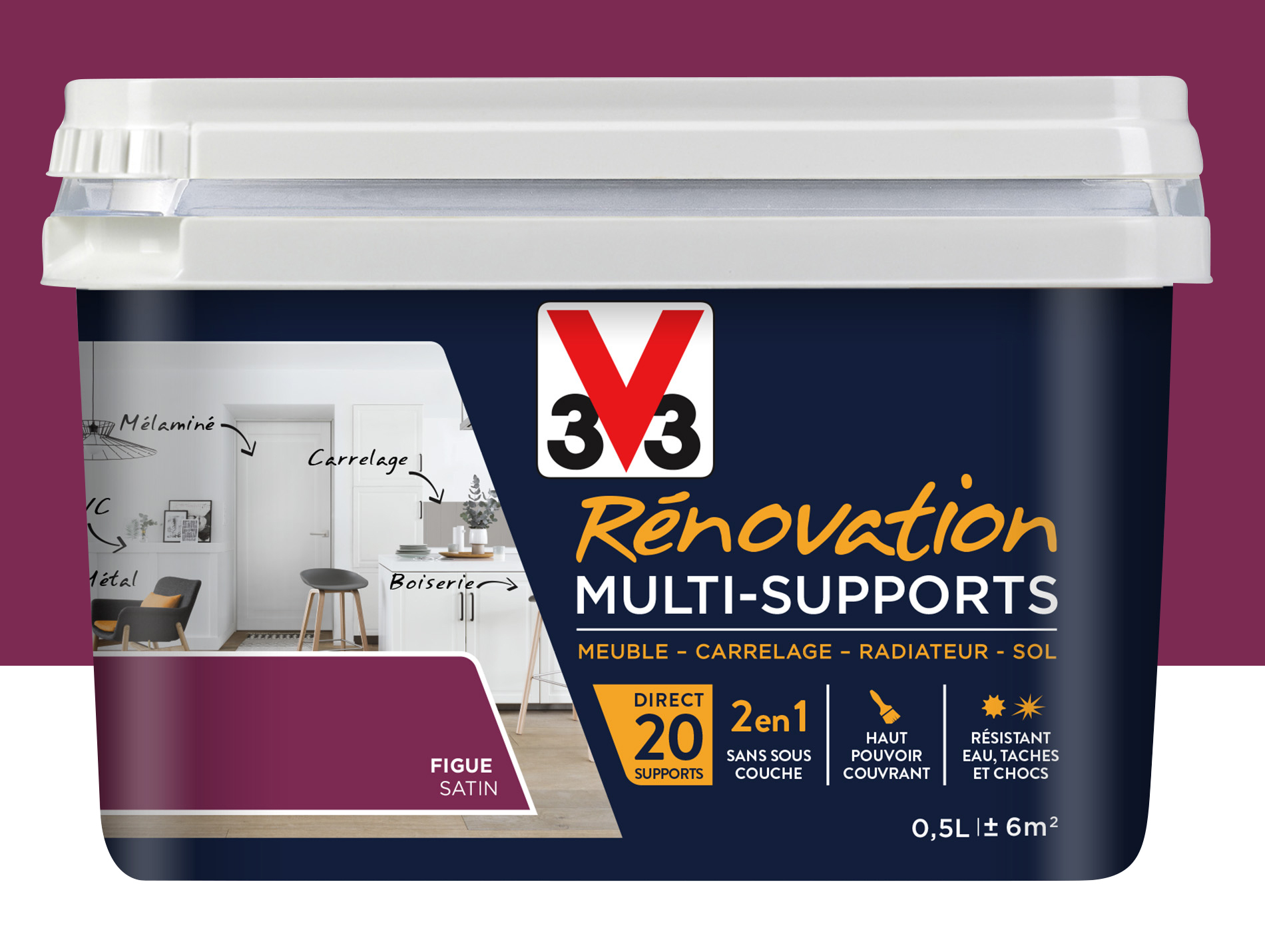 Peinture V33 Rénovation Multi-supports Figue 500ml