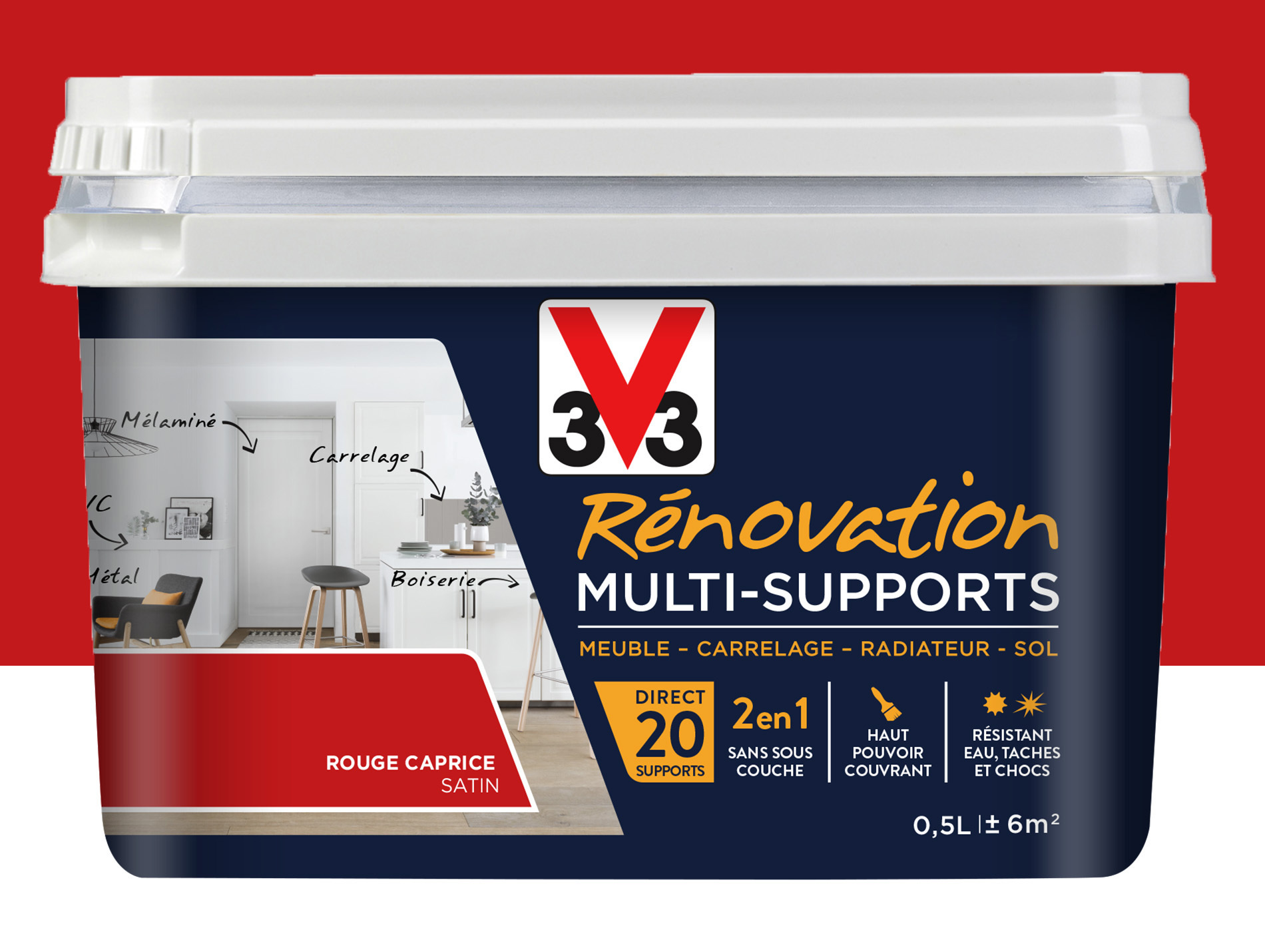 Peinture V33 Rénovation Multi-supports Rouge caprice 500ml