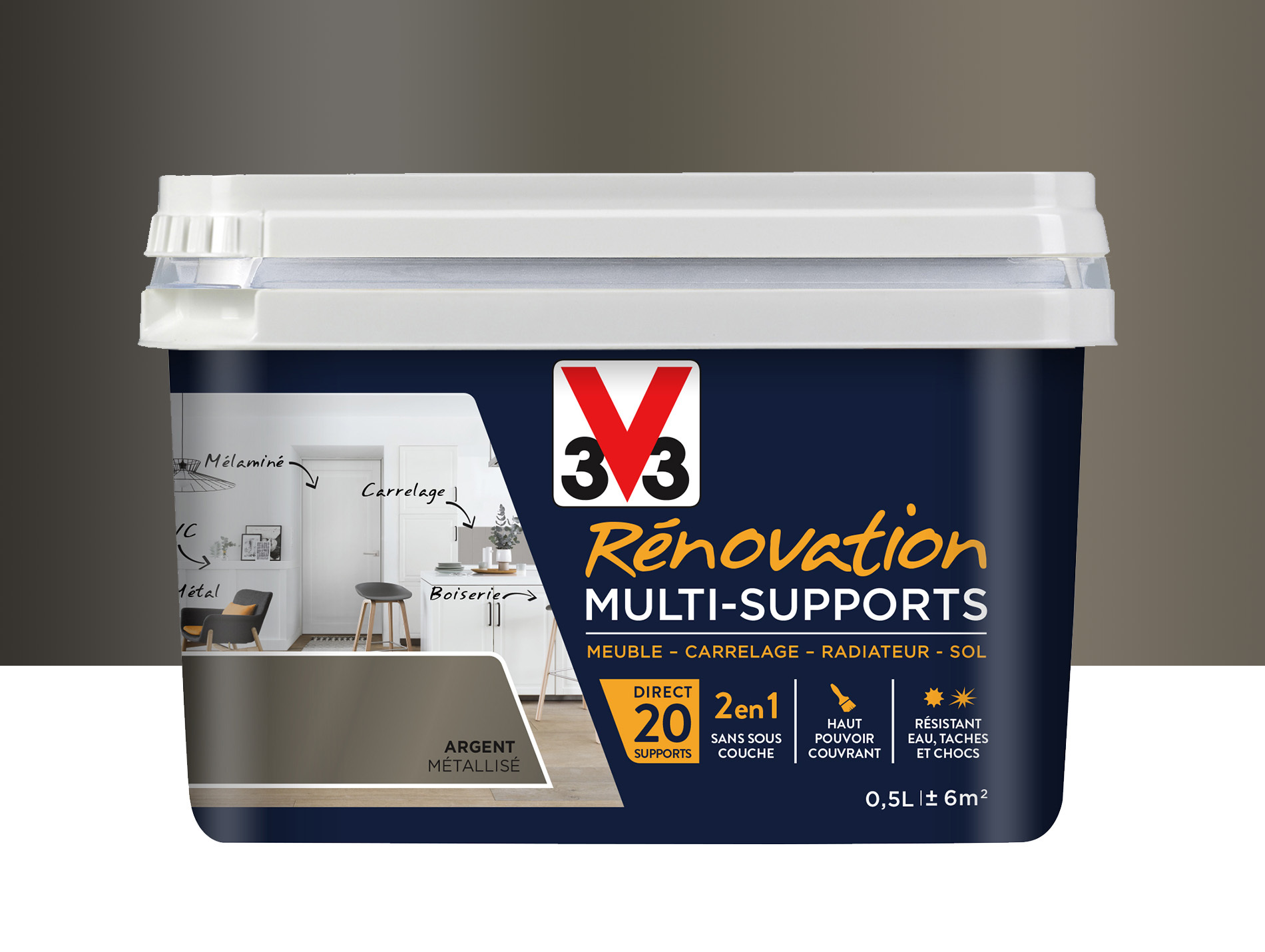 Peinture V33 Rénovation Multi-supports Argent 500ml