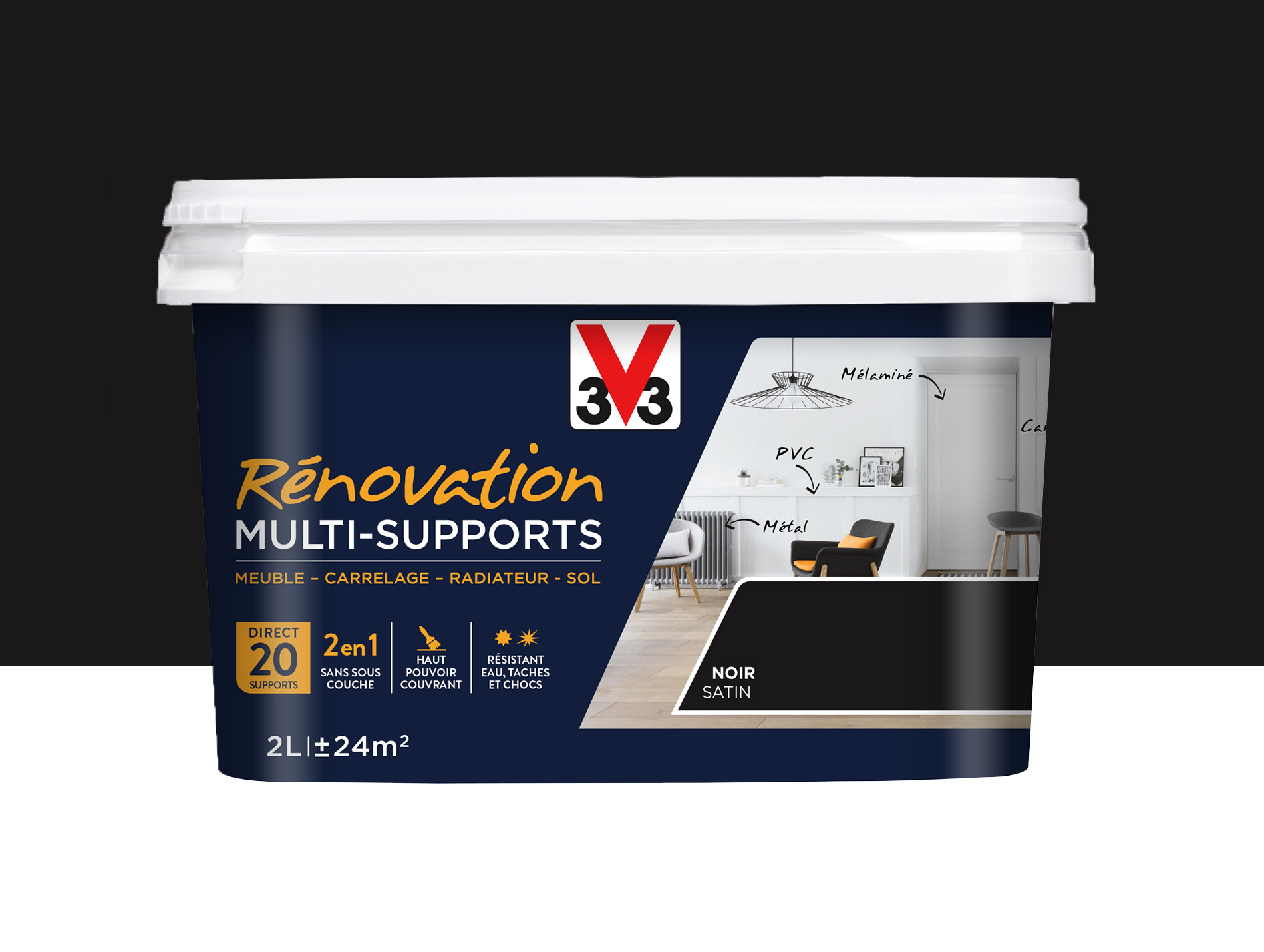Peinture V33 Rénovation Multi-supports Noir 2L