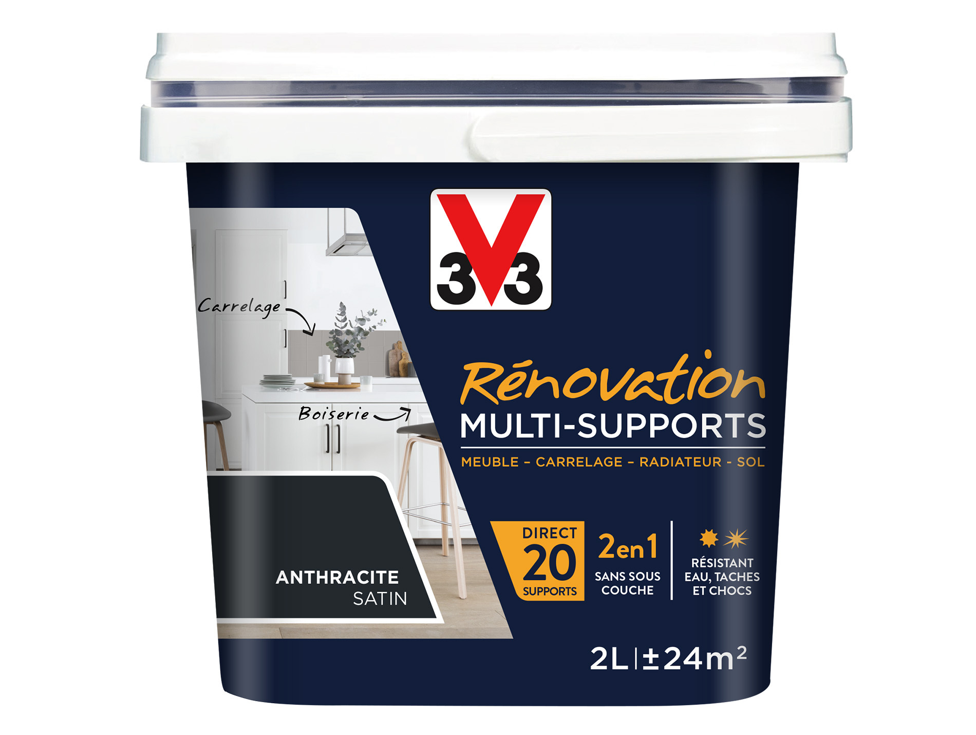 Peinture V33 Rénovation Multi-supports Anthracite 2L