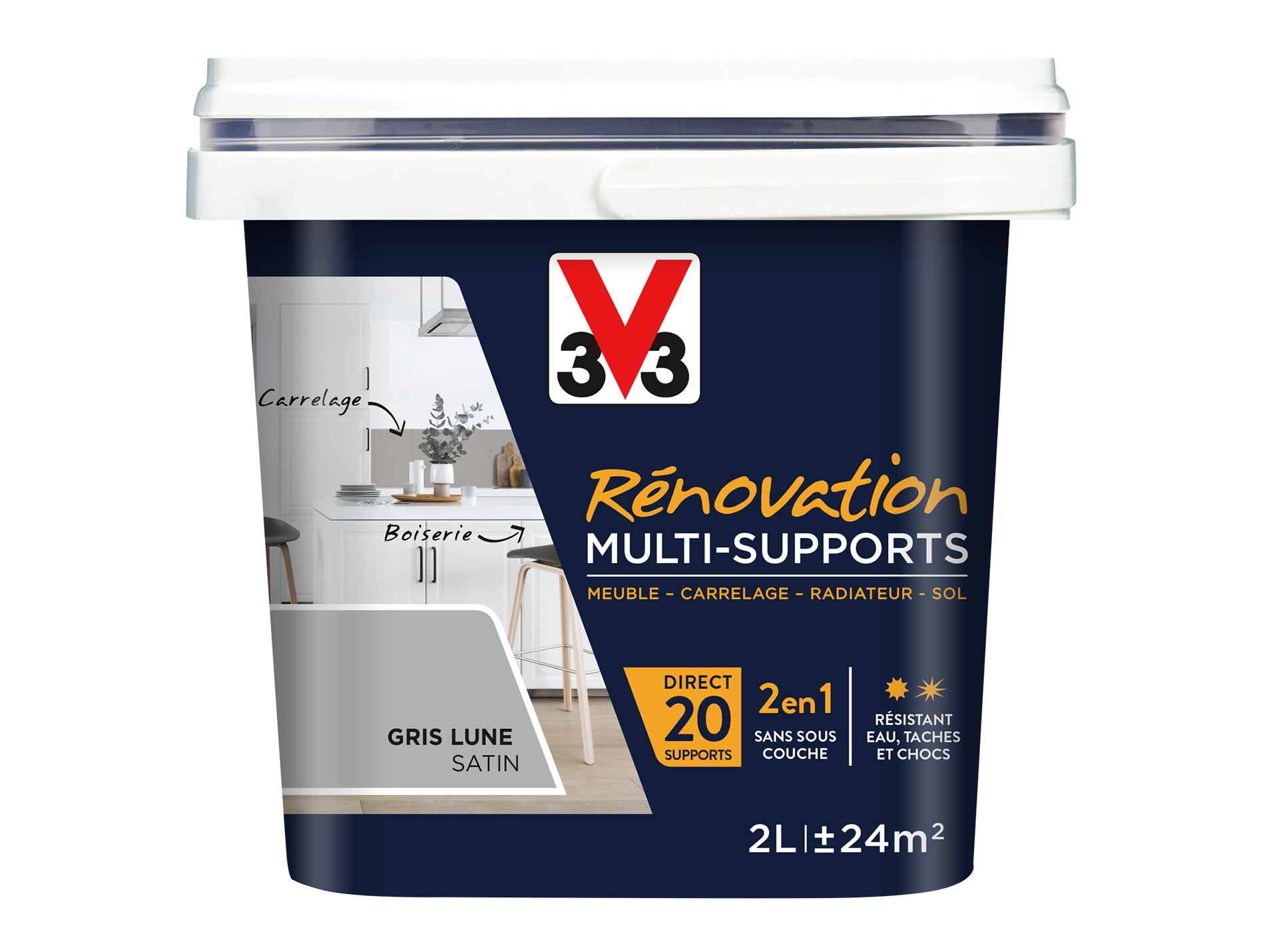 Peinture V33 Rénovation Multi-supports Gris lune 2L