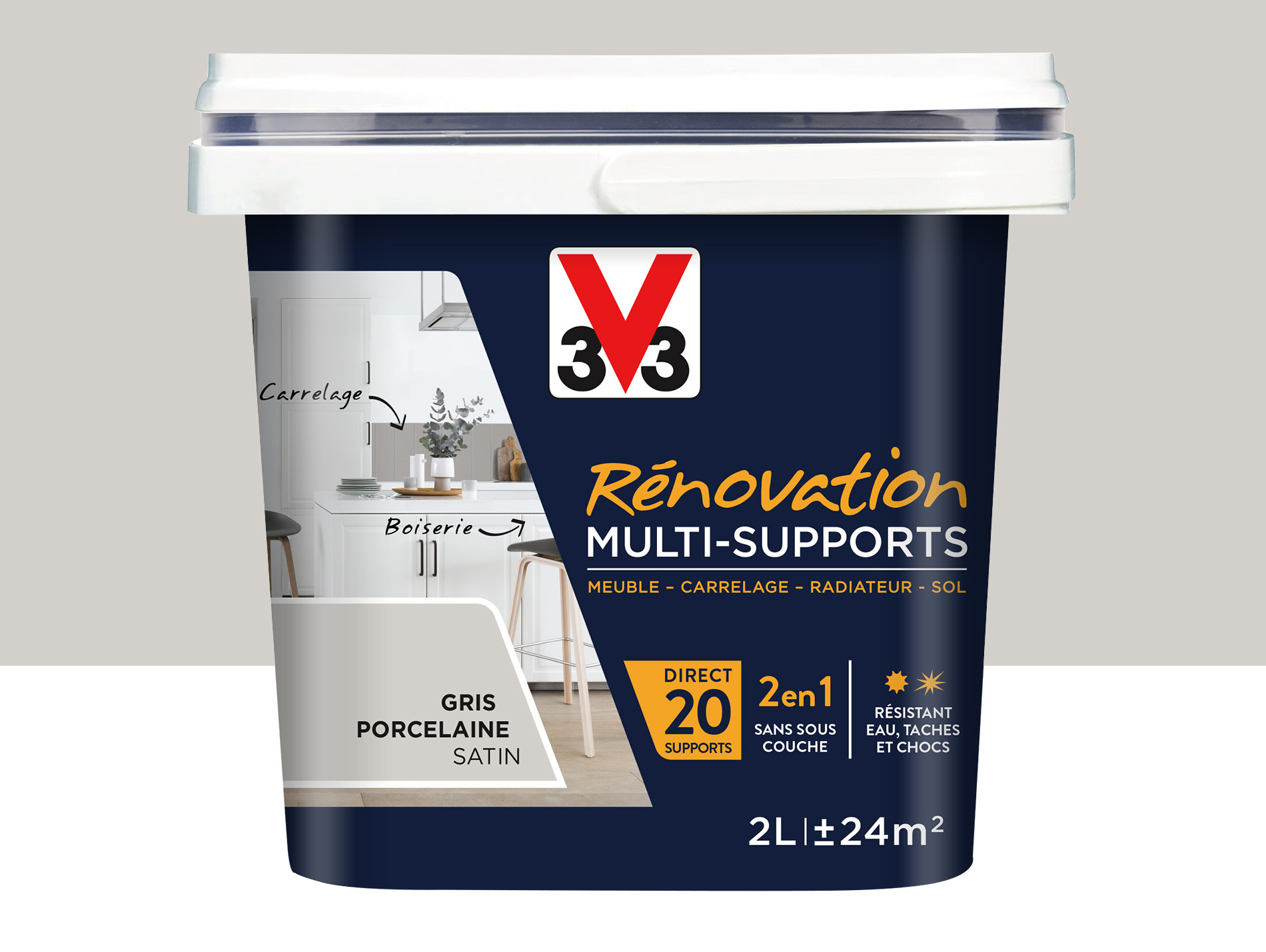 Peinture V33 Rénovation Multi-supports Gris porcelaine 2L