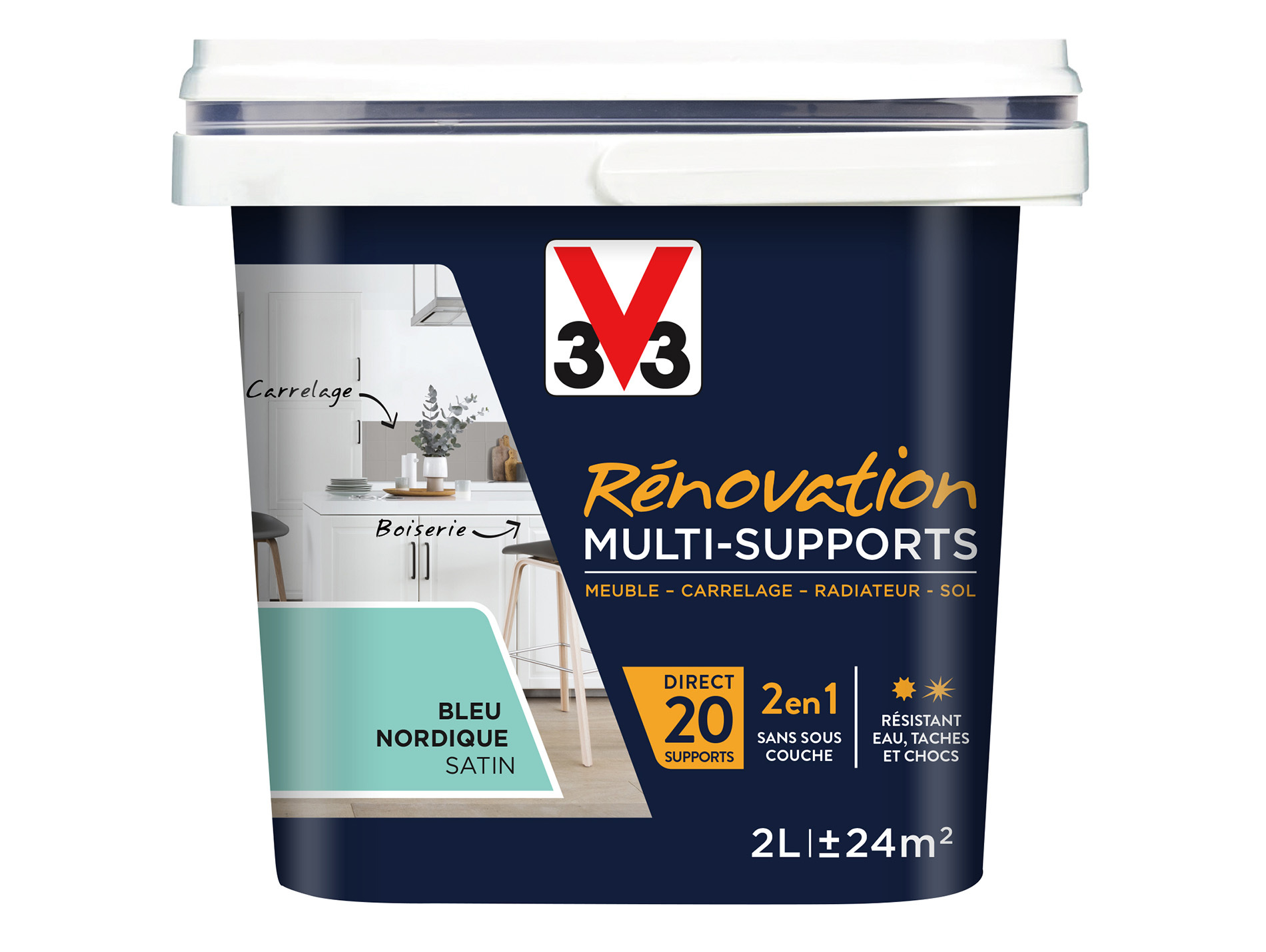 Peinture V33 Rénovation Multi-supports Bleu Nordique 2L