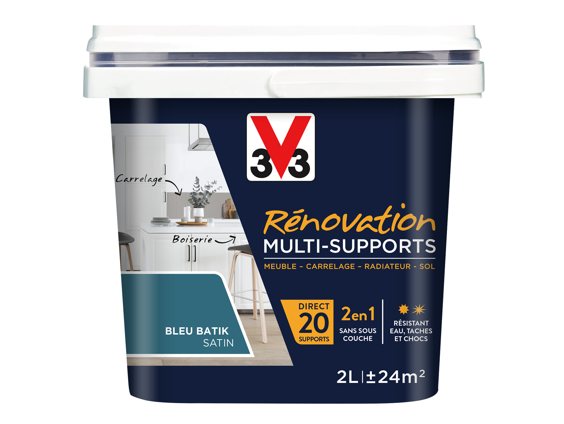 Peinture V33 Rénovation Multi-supports Bleu Batik 2L