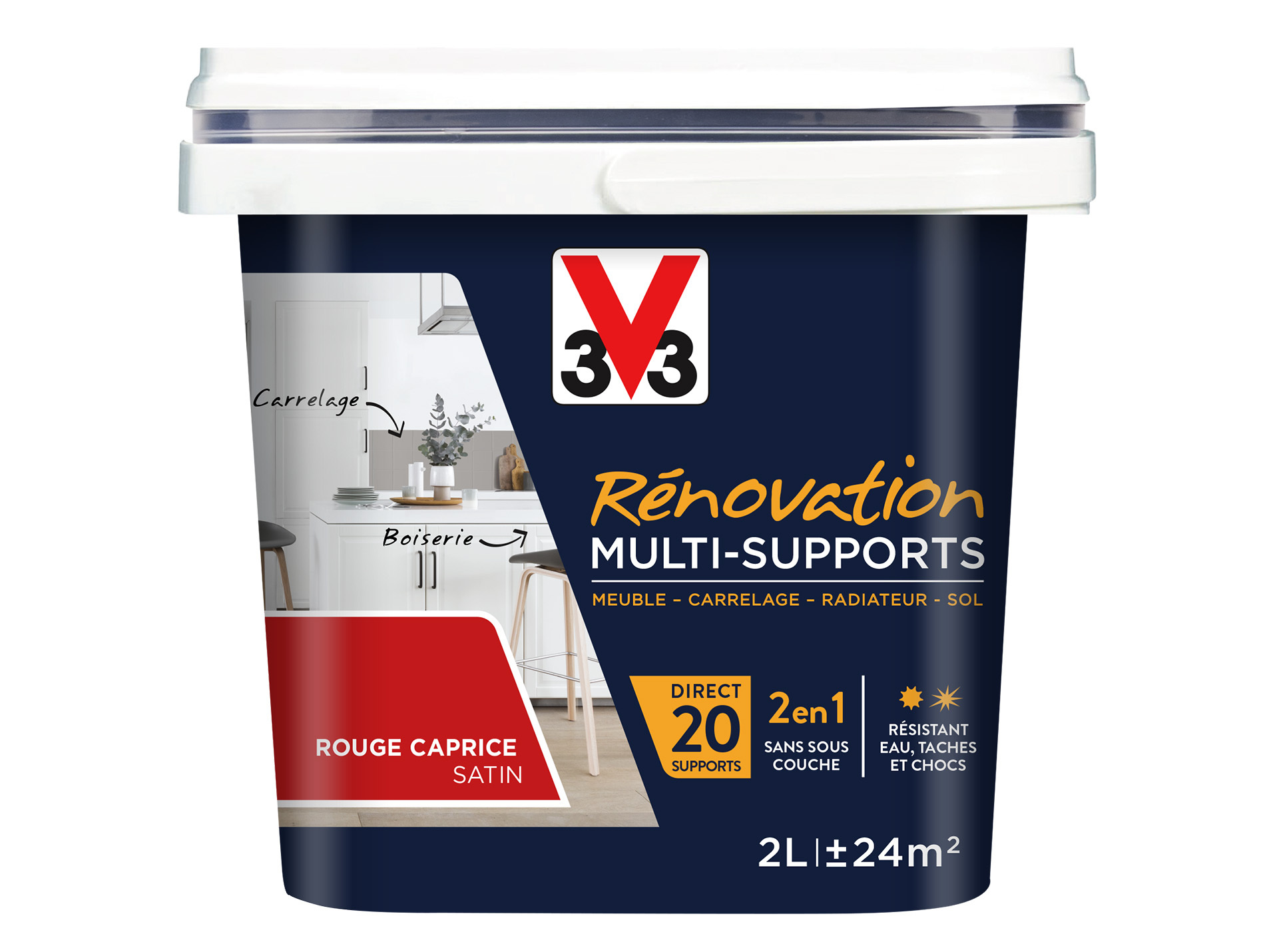Peinture V33 Rénovation Multi-supports Rouge caprice 2L