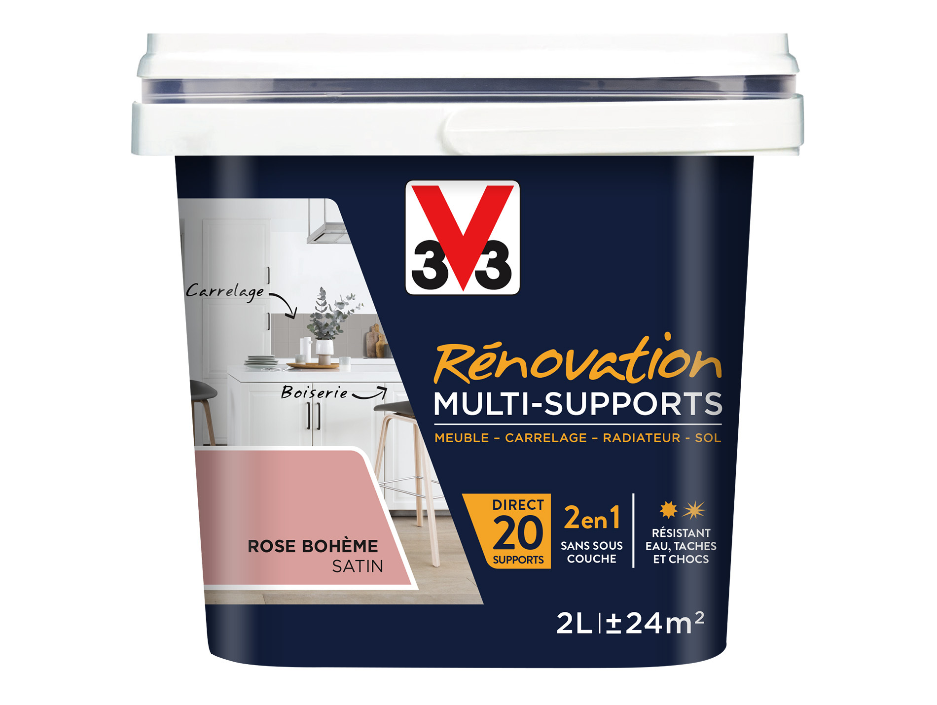 Peinture V33 Rénovation Multi-supports Rose Bohème 2L