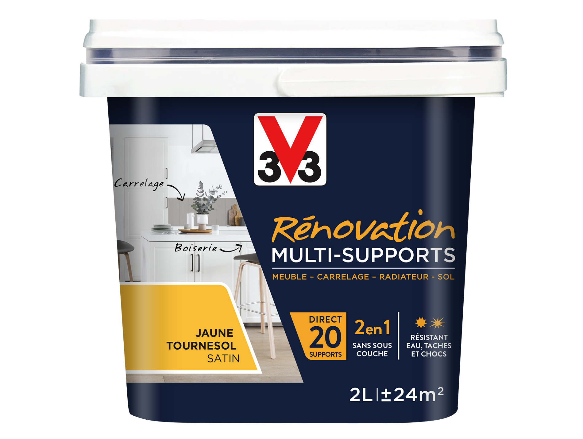 Peinture V33 Rénovation Multi-supports Jaune tournesol 2L