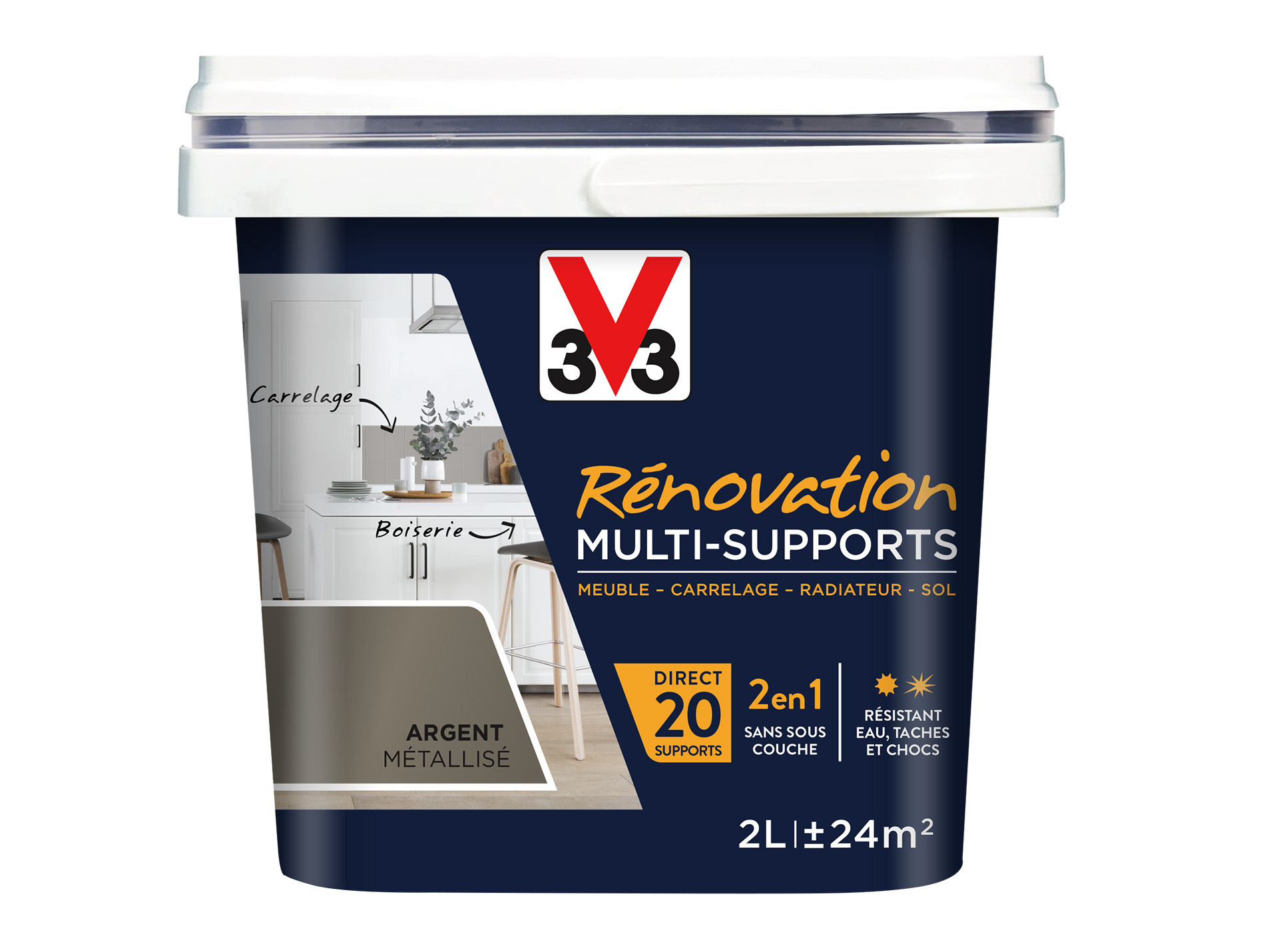 Peinture V33 Rénovation Multi-supports Argent 2L
