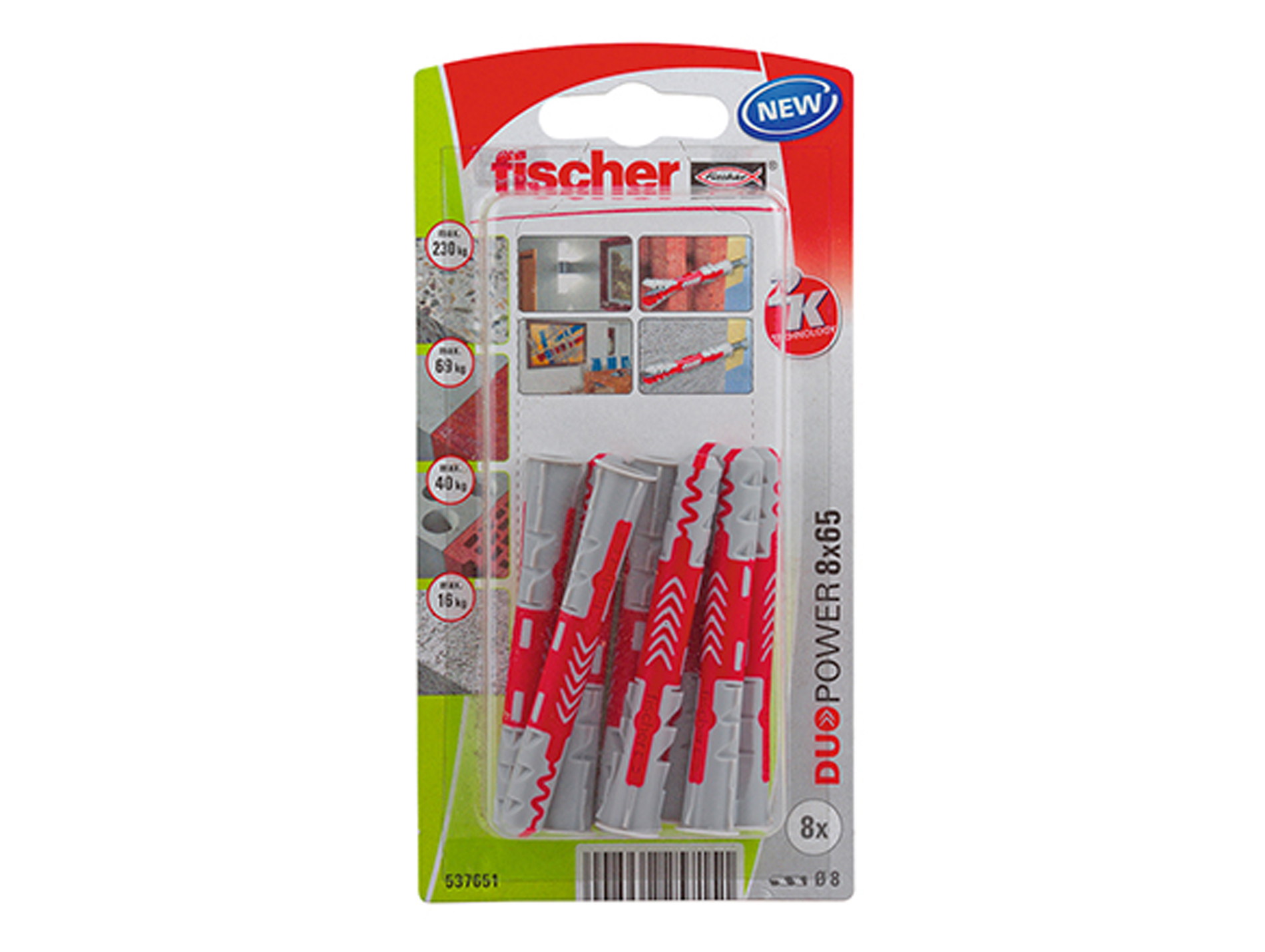 Chevilles bi-matière DuoPower FISCHER Ø8mm L.65mm x8