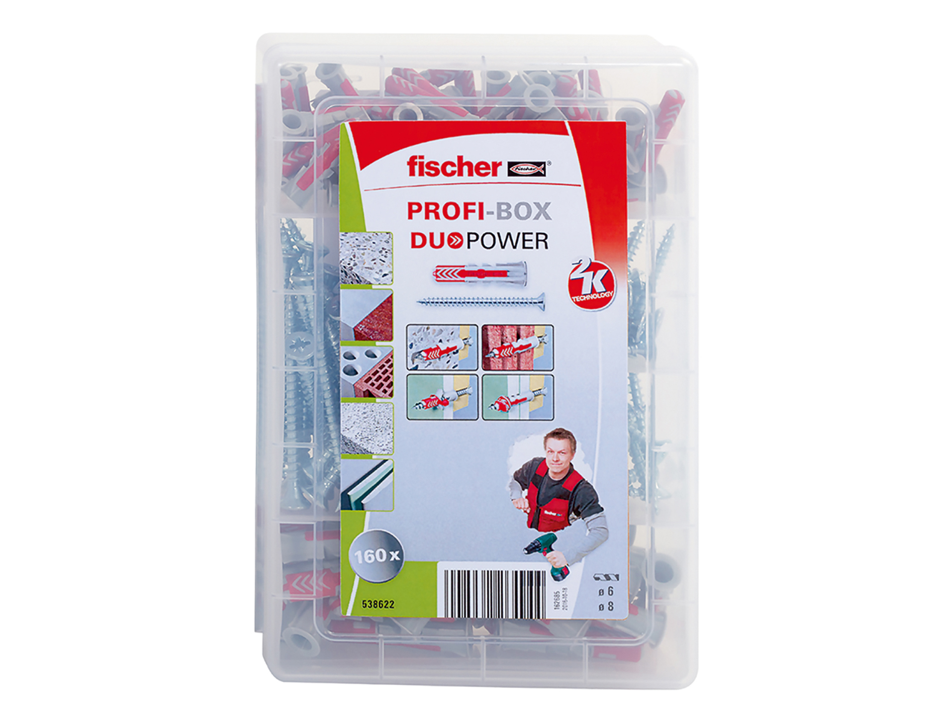 Boîte de chevilles bi-matière DuoPower avec vis FISCHER Profi-Box