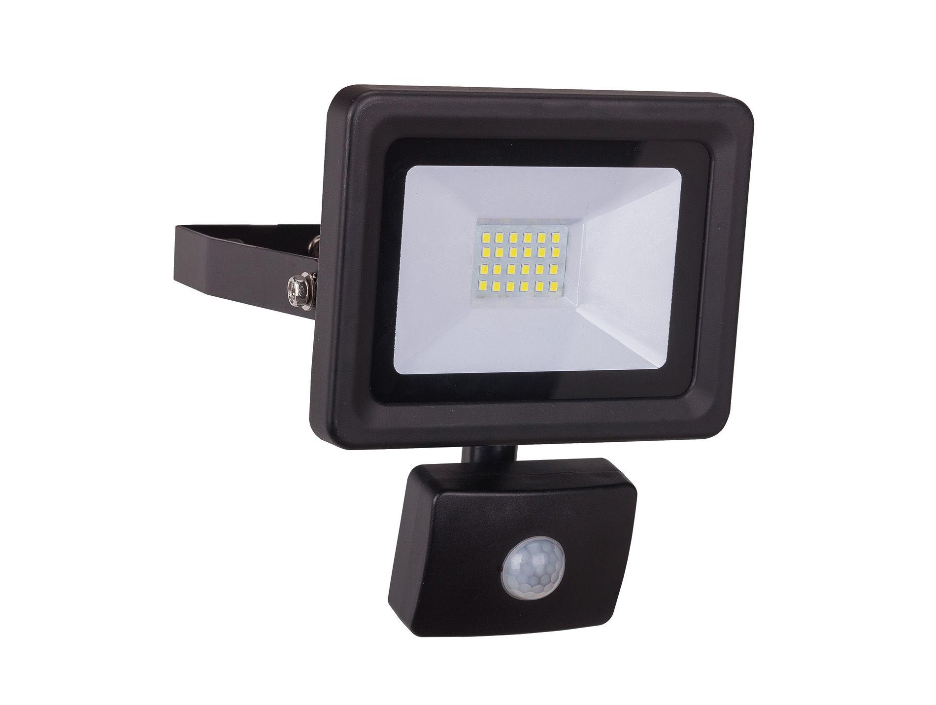 Projecteur Led 20W 1800lm 4000K IP44 noir + détecteur
