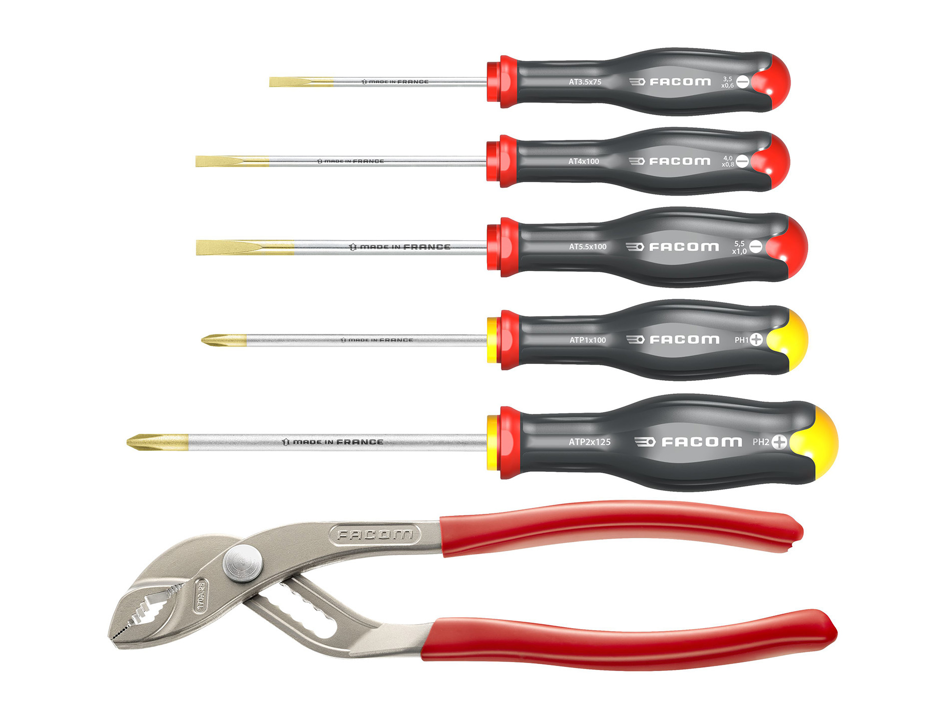 Coffret de 5 tournevis + pince multiprise FACOM