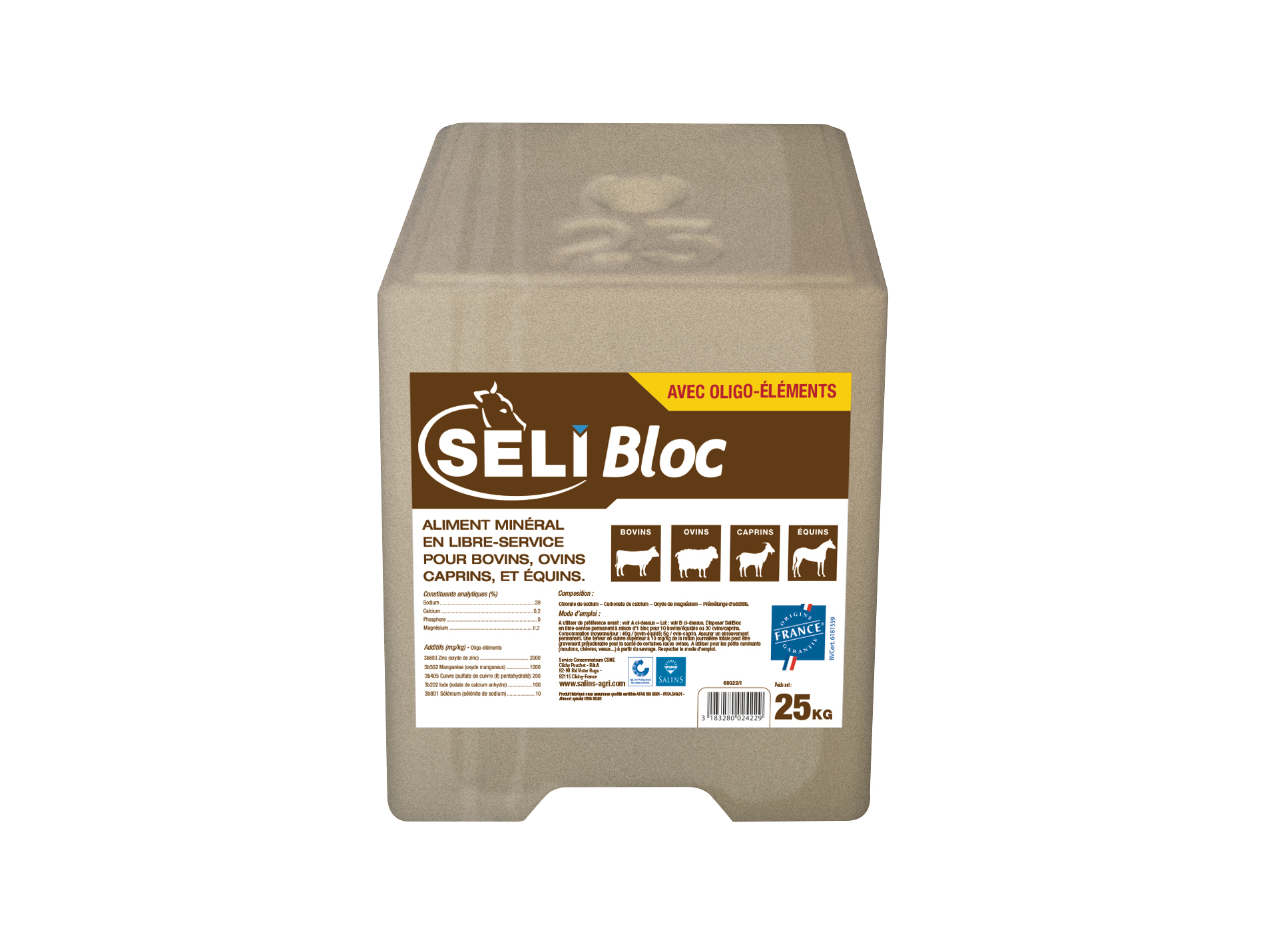 Bloc à lécher de sel SELIBLOC 25kg