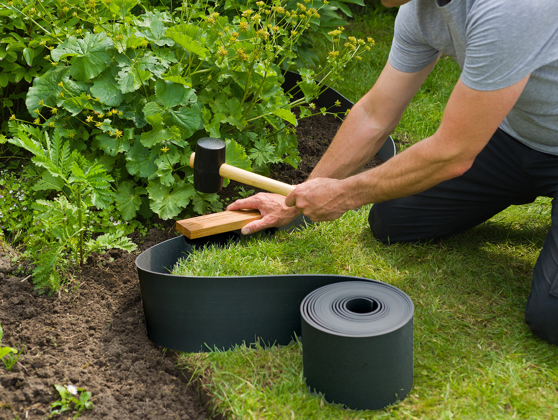 Bordure de jardin PE recyclé rouleau L.100 x h.15cm noir