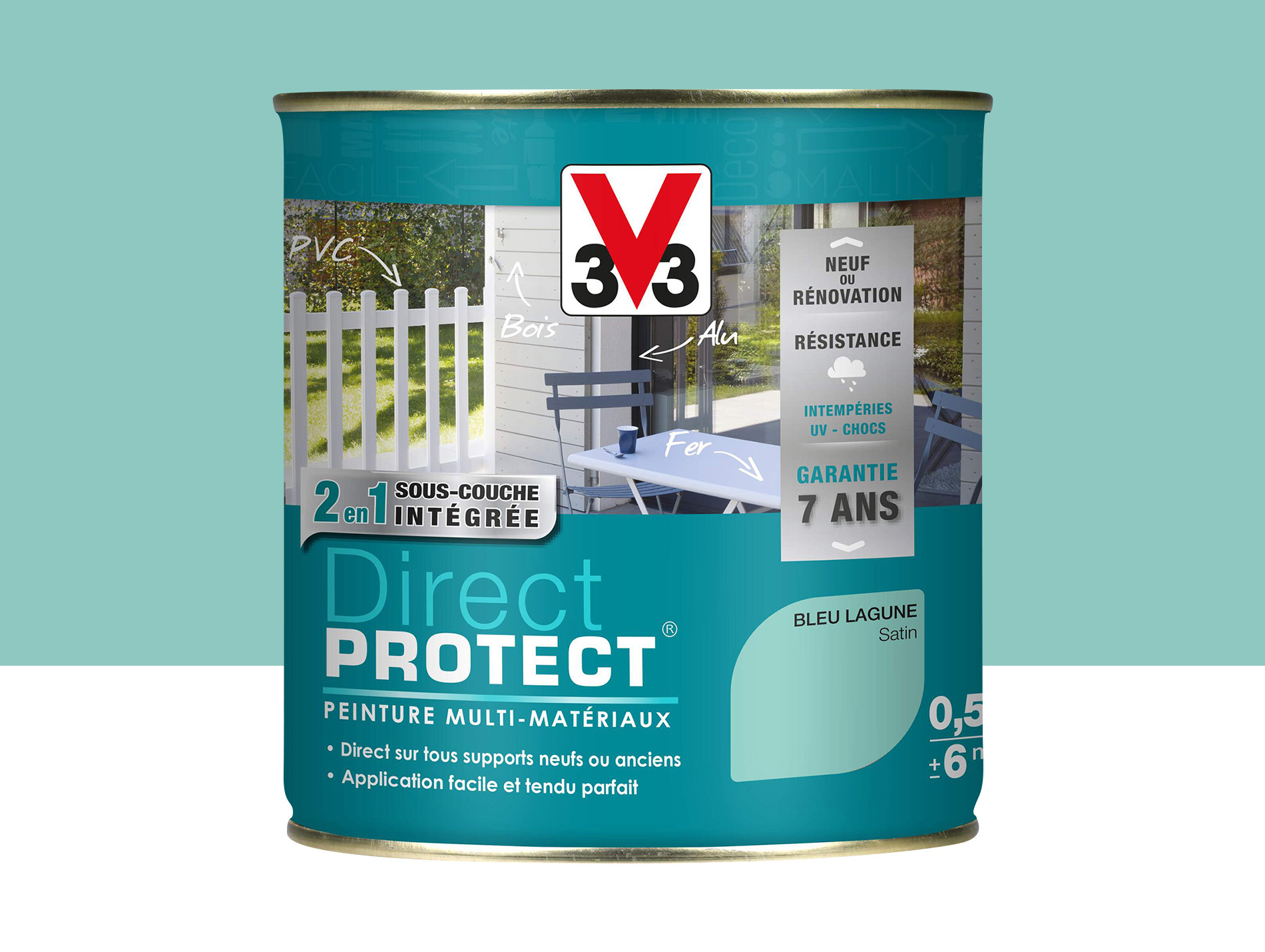 Peinture ext V33 Direct Protect Bleu lagon 500ml