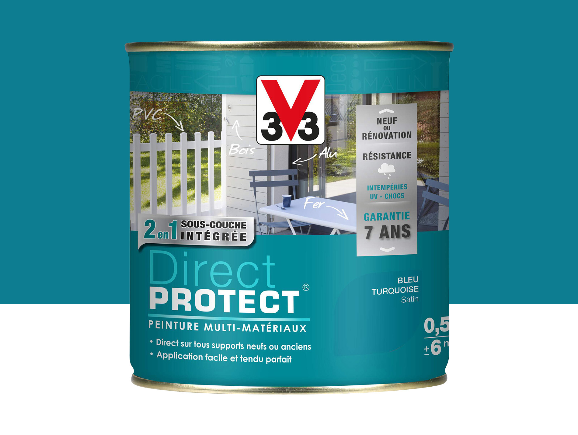 Peinture ext V33 Direct Protect Bleu turquoise 500ml