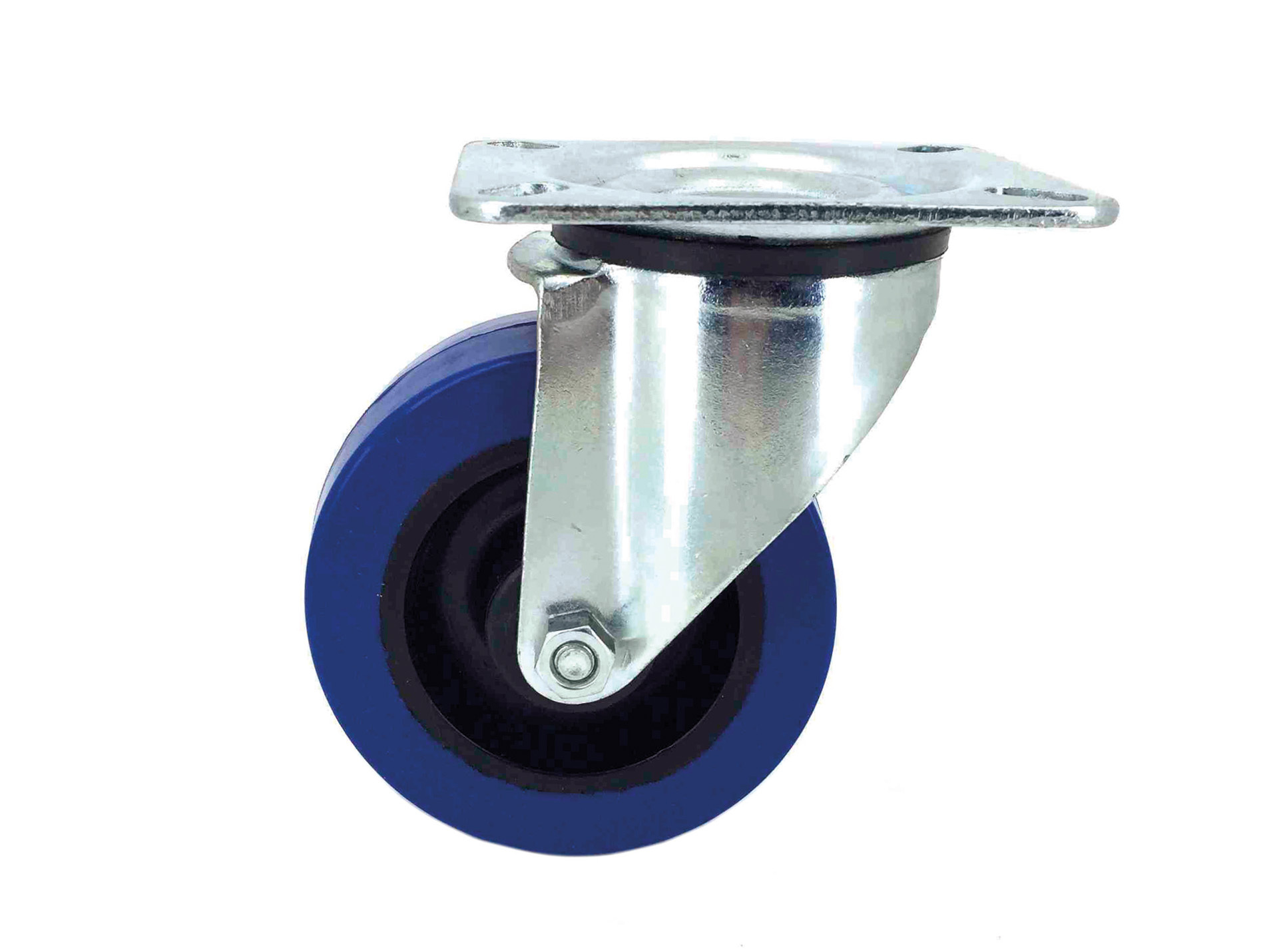 Roulette pivotante souple bleu Ø100mm