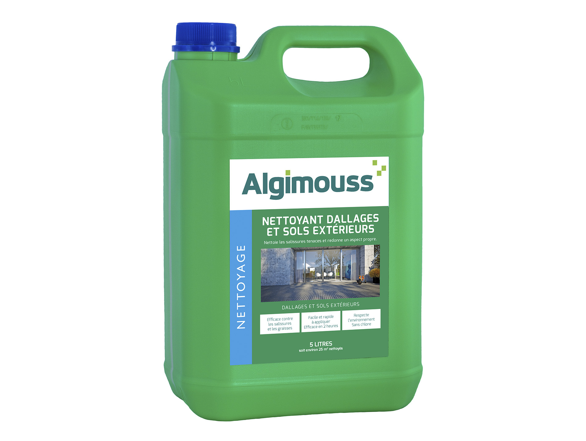 Nettoyant ALGIMOUSS sols extérieurs dallages 5L