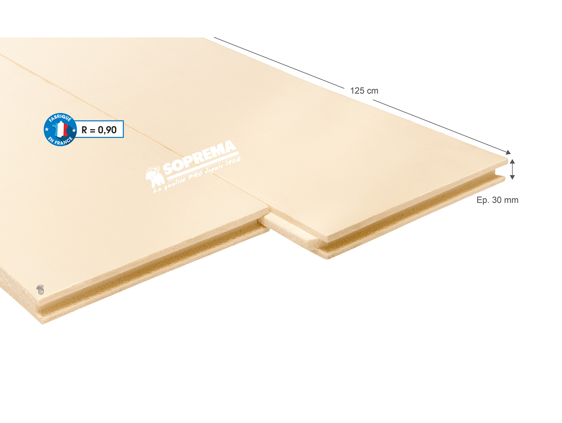 Panneau polystyrène extrudé RB 125x60cm EP30 R=0.9