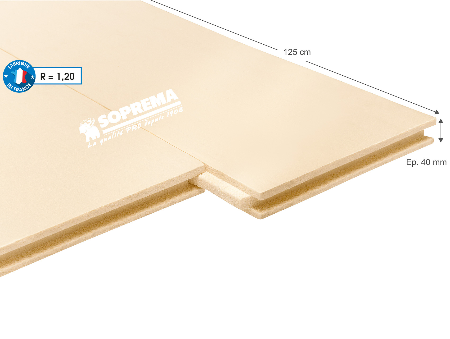 Panneau polystyrène extrudé RB 125x60cm EP4 R=1.2