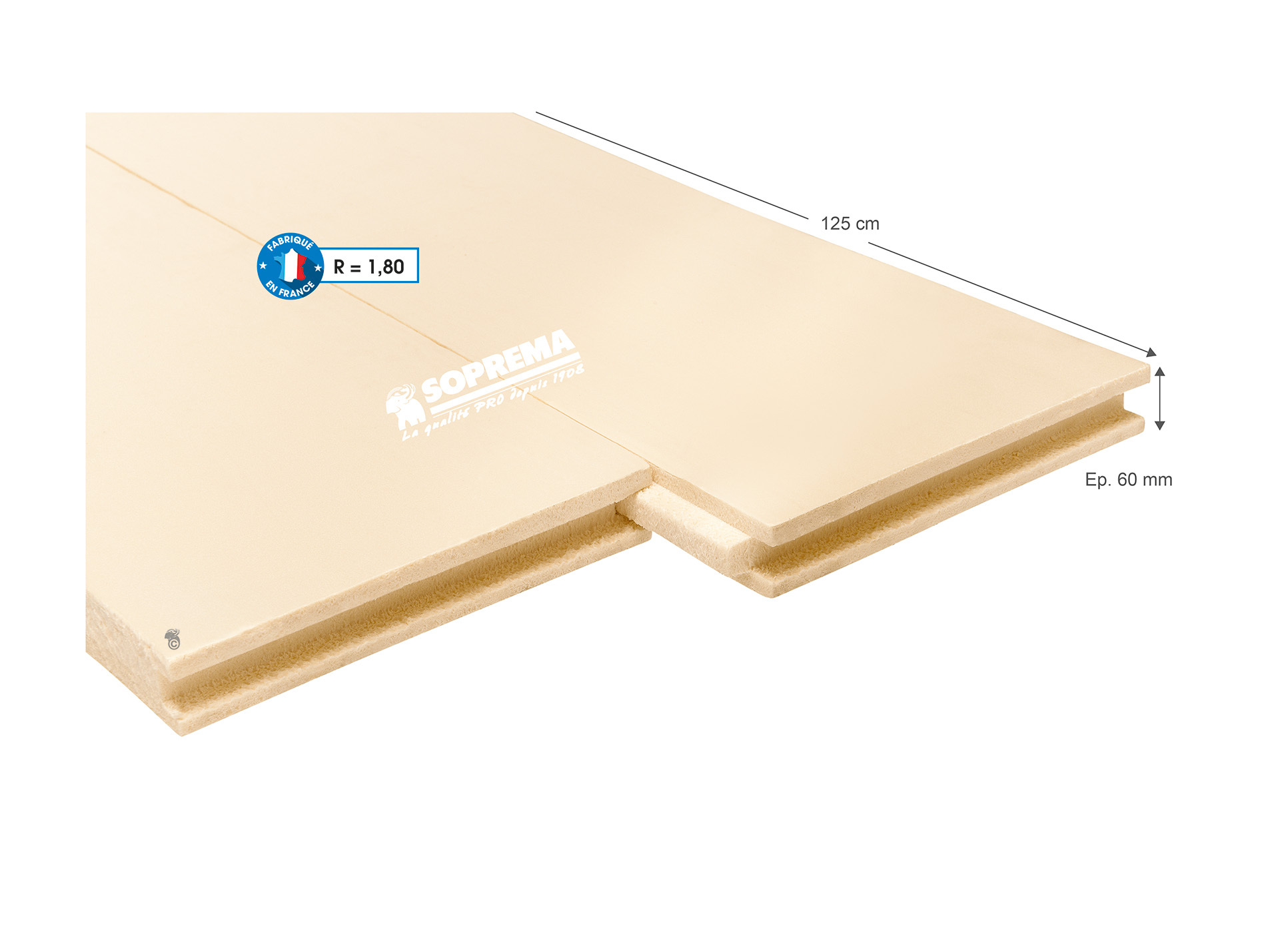 Panneau polystyrène extrudé RB 125x60cm EP6 R=1.8