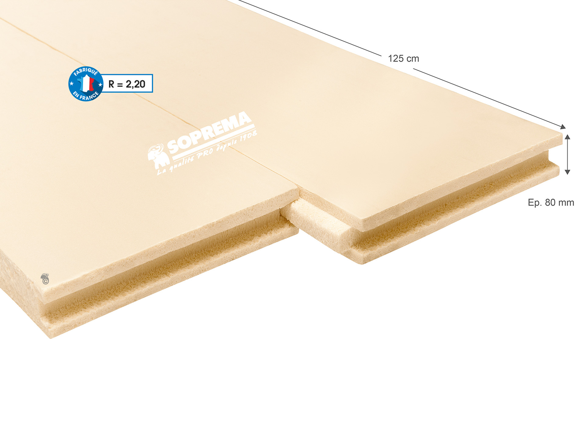 Panneau polystyrène extrudé RB 125x60cm EP8 R=2.2