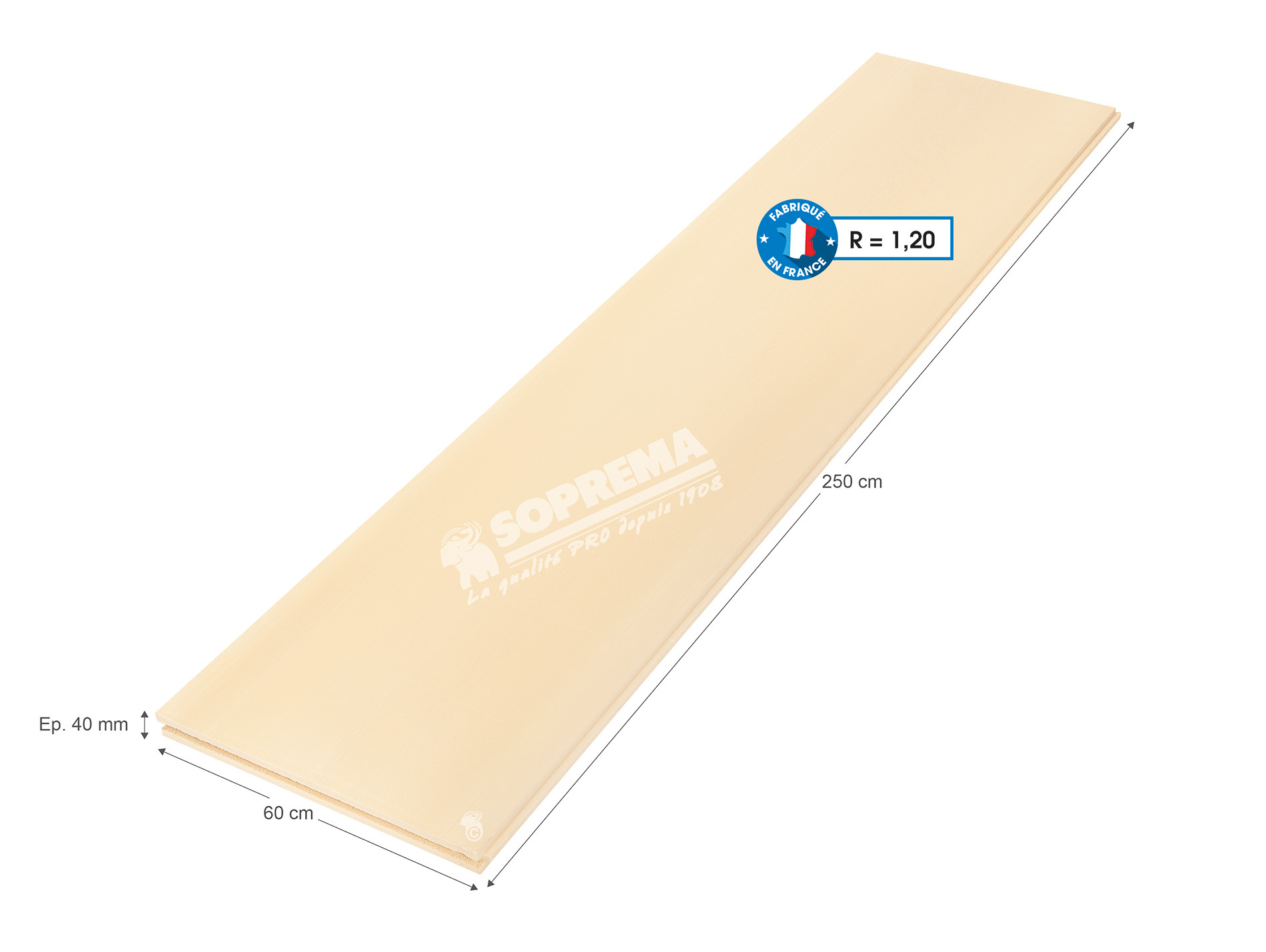 Panneau polystyrène extrudé RB 250x60cm EP4 R=1.2