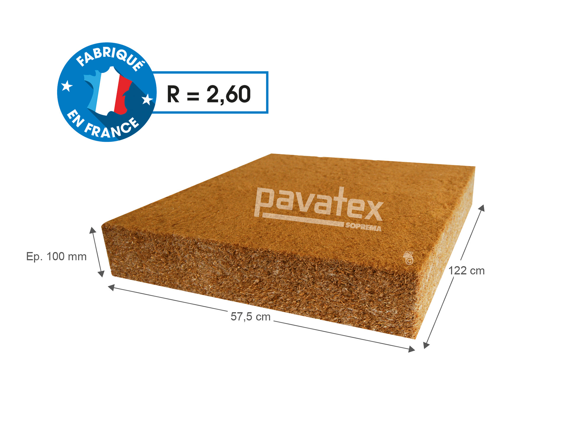Panneau isolant fibre bois PAVAFLEX 122 x 57,5 EP100 x4