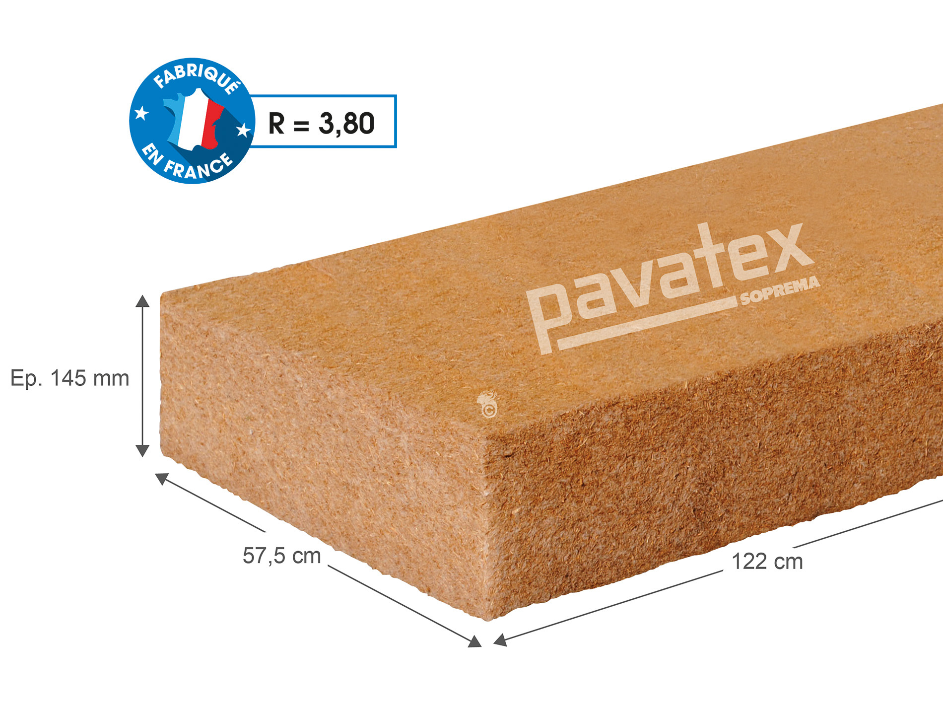 Panneau isolant fibre bois PAVAFLEX 122 x 57,5 EP145 x4