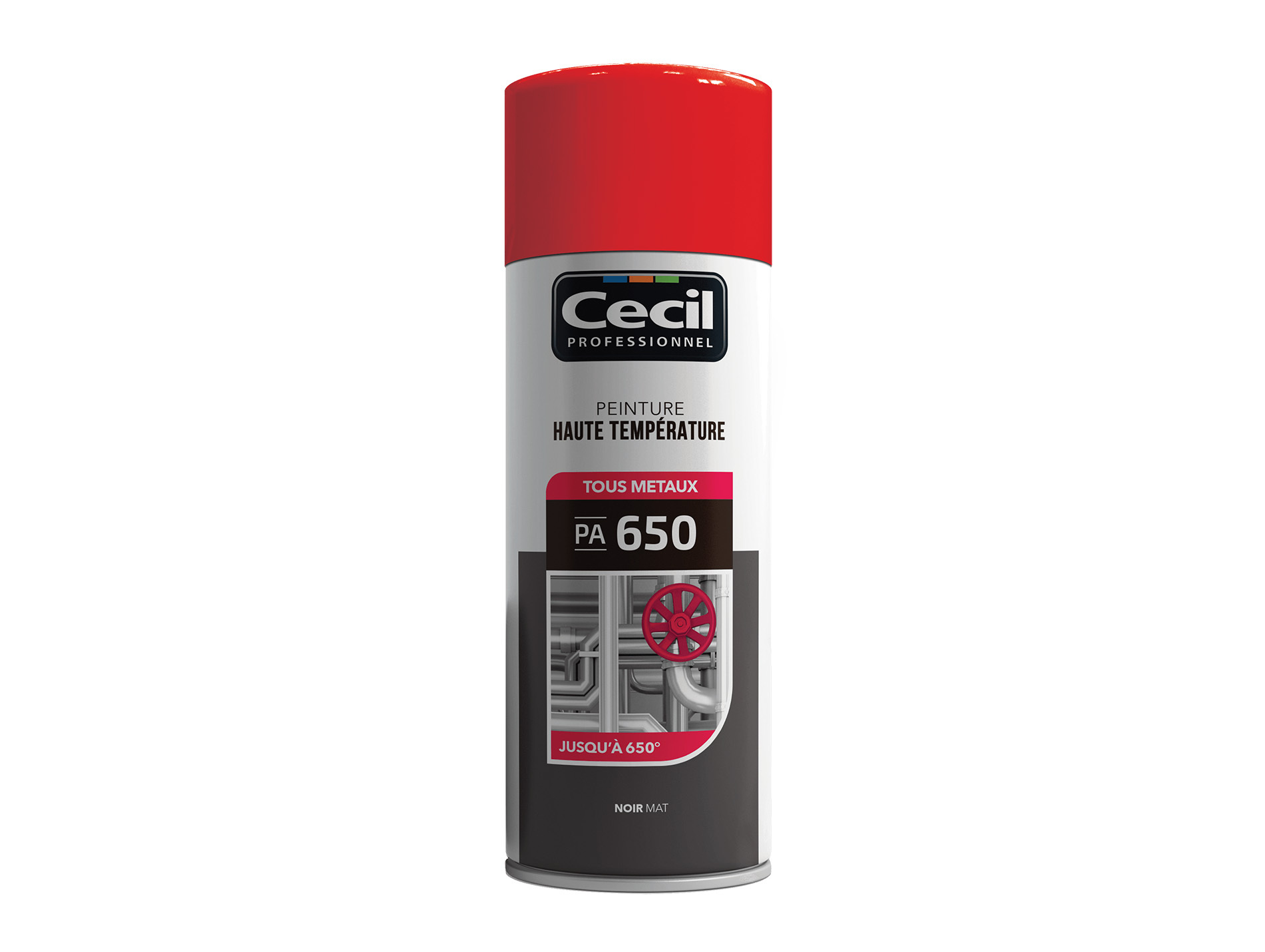 Peinture haute température CECILPRO tous métaux noir 400ml