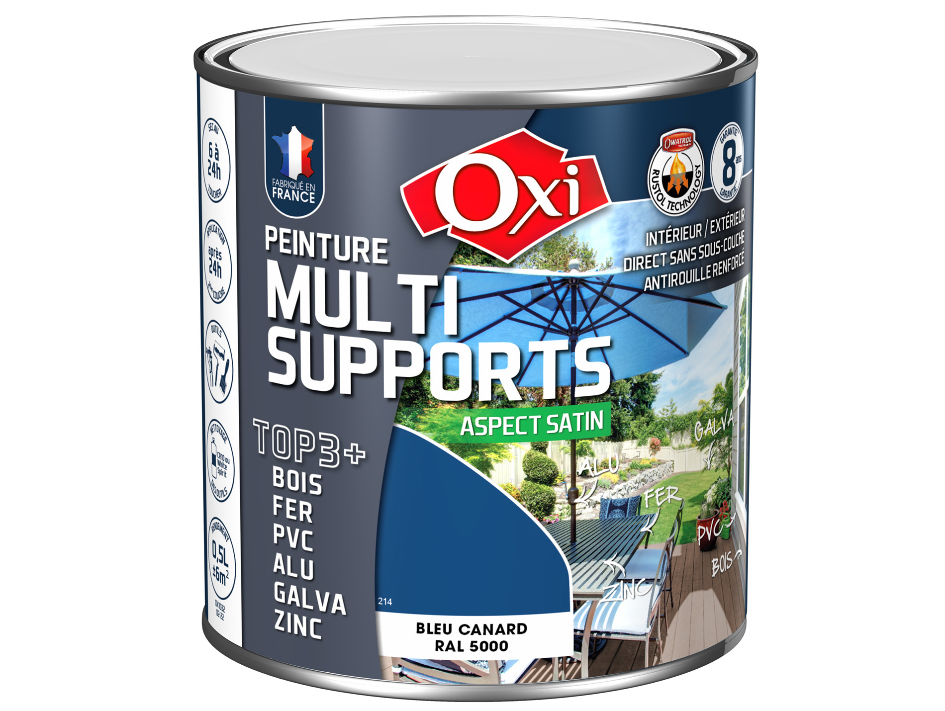 Peinture multi-supports Top3+ OXYTOL Bleu Canard 500ml
