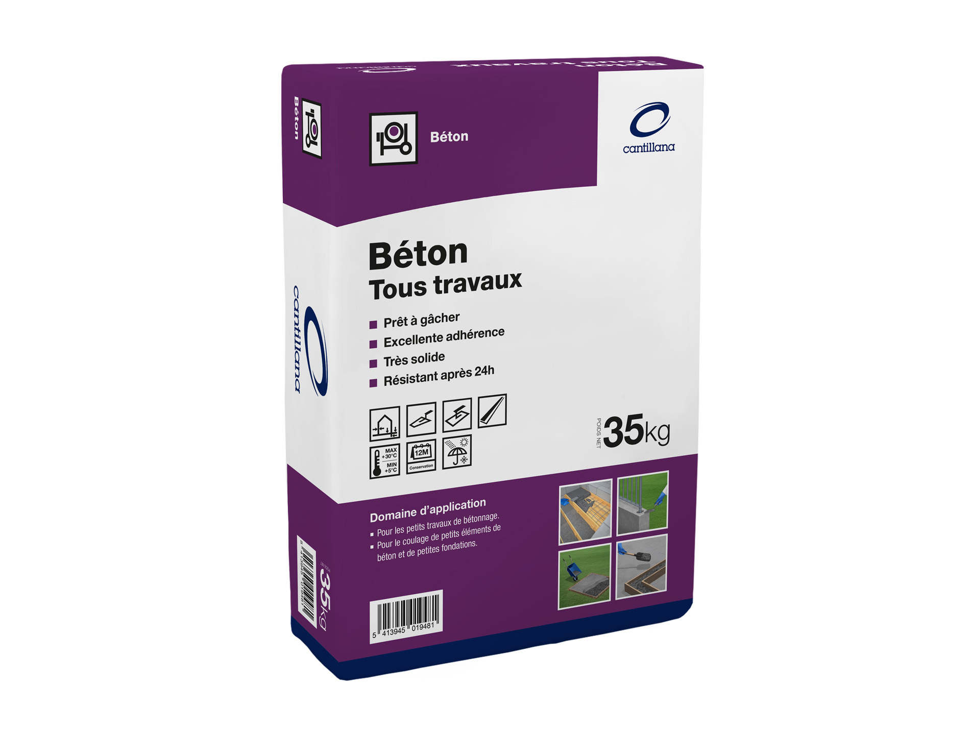 Béton tous travaux prêt à gâcher 35kg