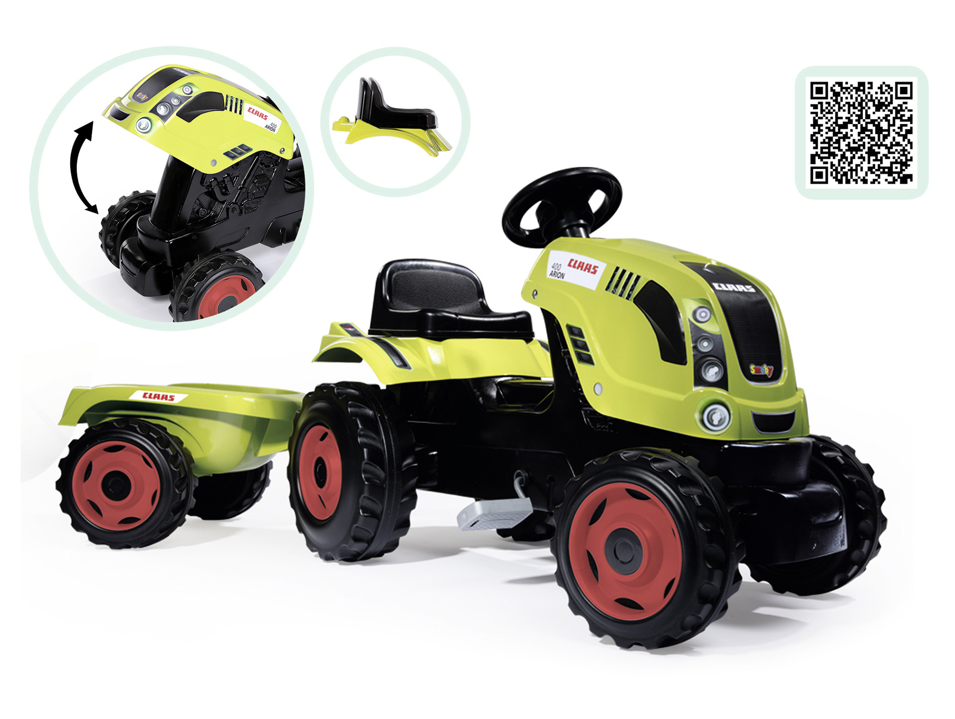 Tracteur Farmer XL Claas SMOBY avec remorque pour enfant