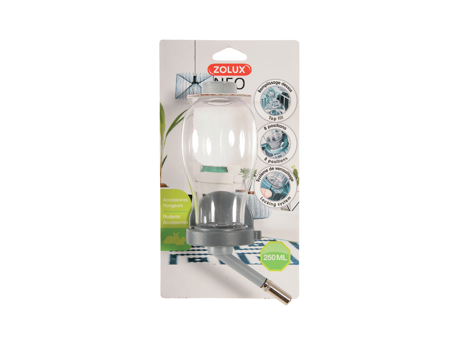 Biberon pour rongeurs ZOLUX remplissage par le haut 250ml