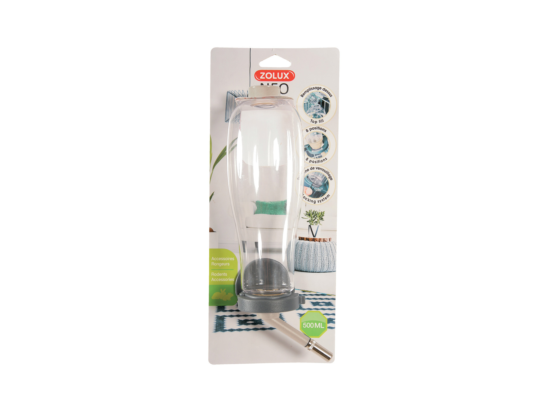 Biberon pour rongeurs ZOLUX remplissage par le haut 500ml