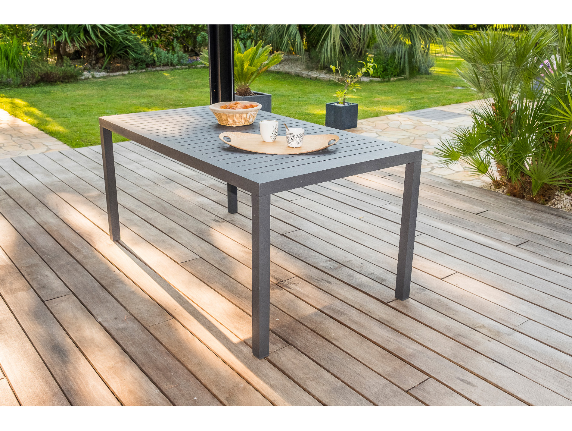 Table de jardin fixe alu DCB GARDEN Miami 6 places anthra
