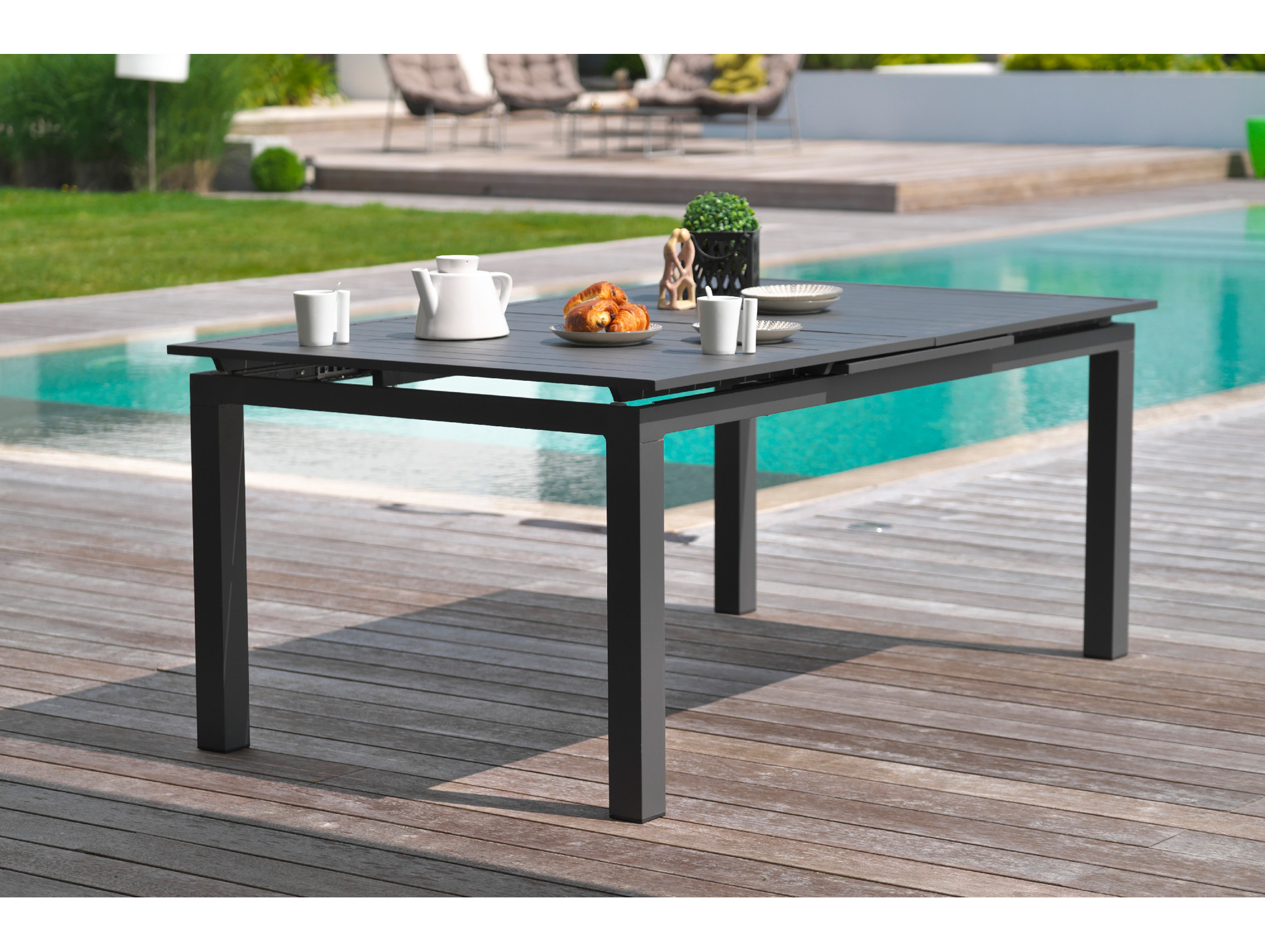 Table jardin extensible aluminium DCB Miami 6/8 places gris