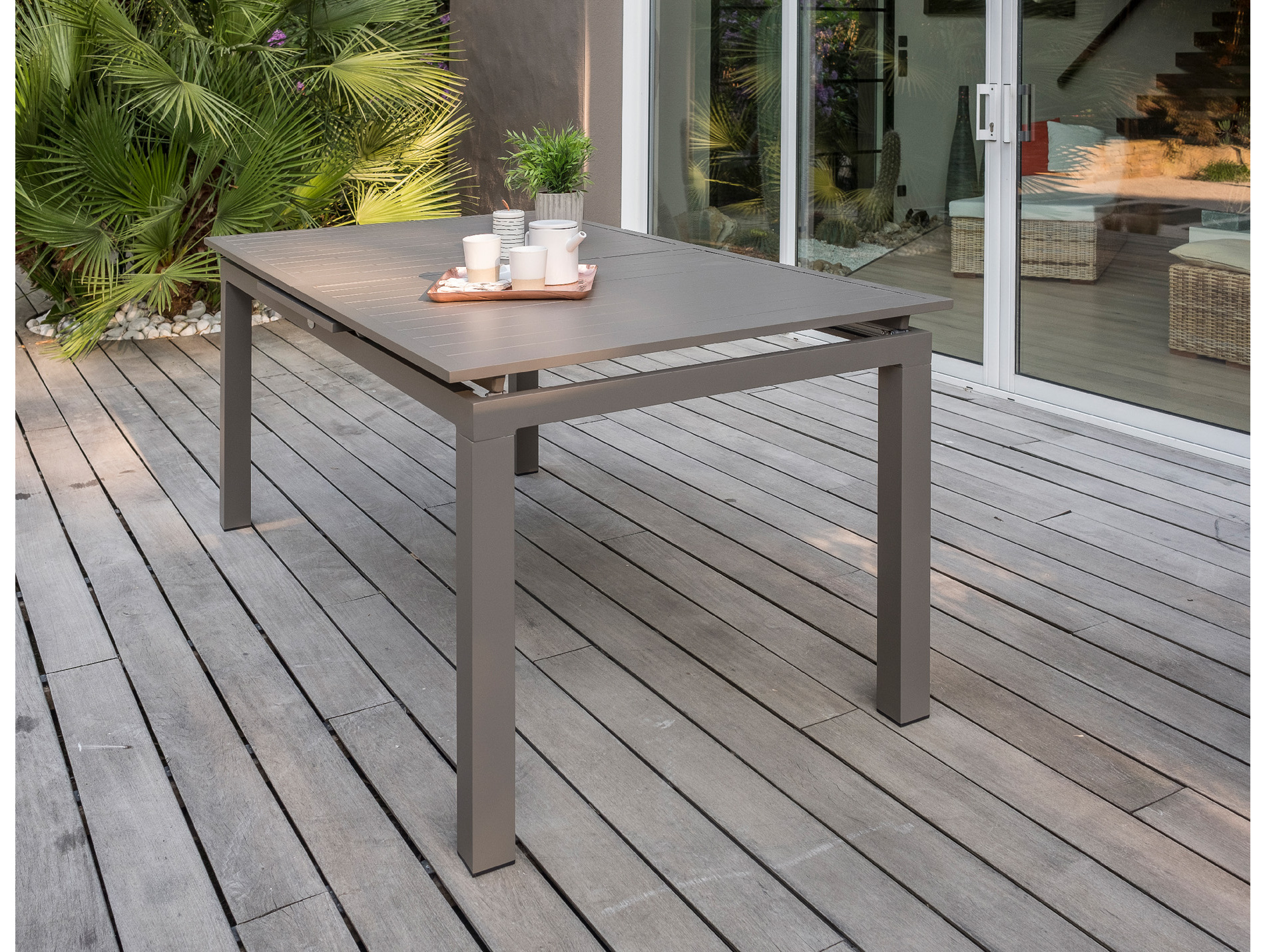 Table jardin extensible aluminium DCB Zahara 6/8places taupe