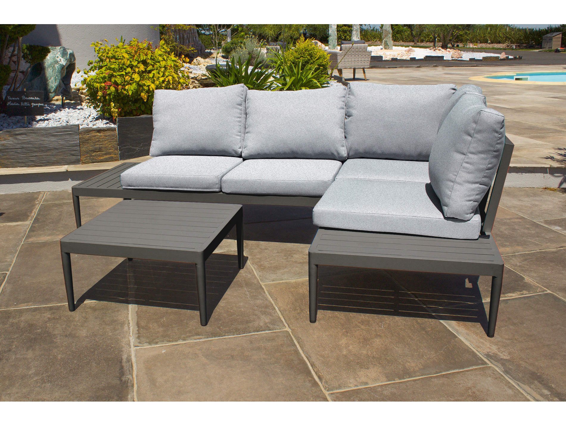 Salon de jardin bas aluminium DCB GARDEN Ankara 4places noir