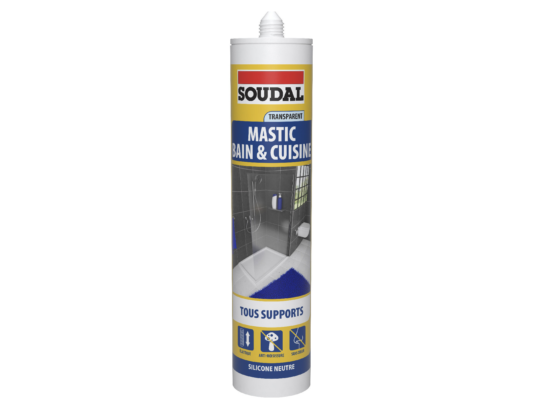 Mastic neutre SOUDAL bain & cuisine transparent 290ml