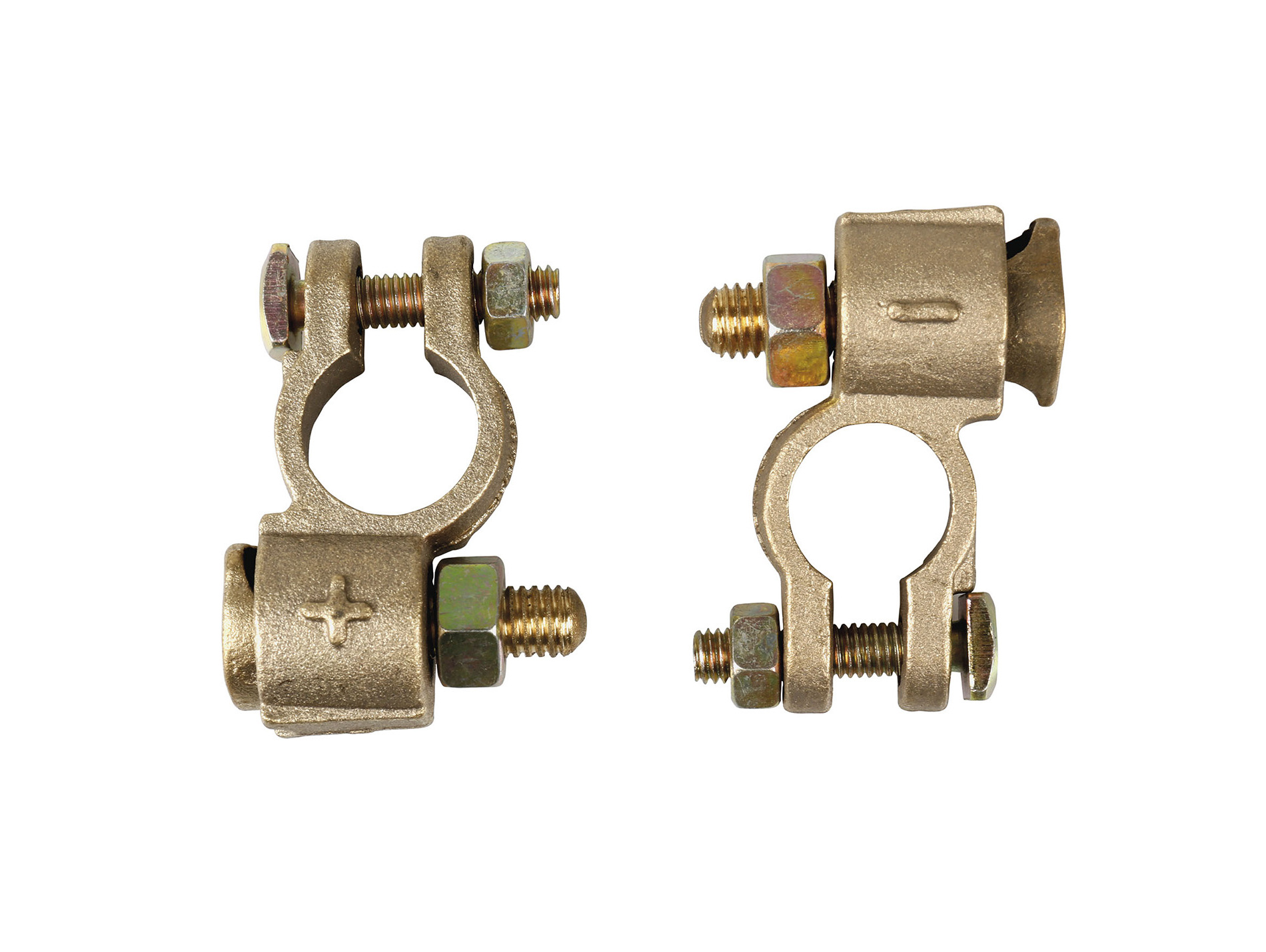 Collier de batterie double serrage laiton poids lourds